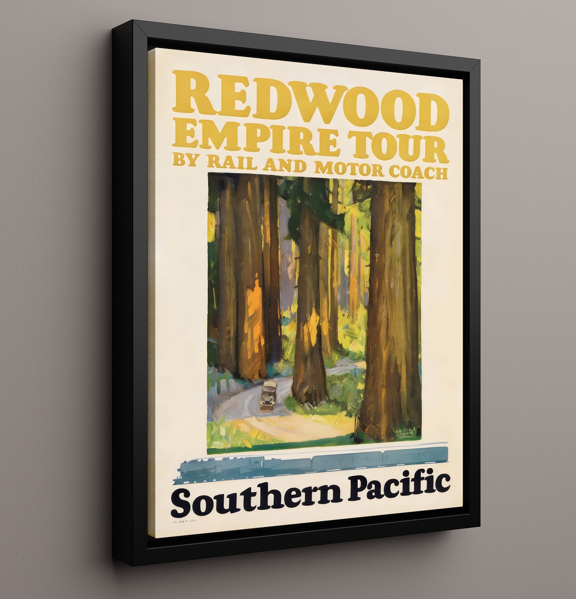 Redwood Southern Pacific Vintage Travel Print 16x20 Framed Canvas travel wall art print