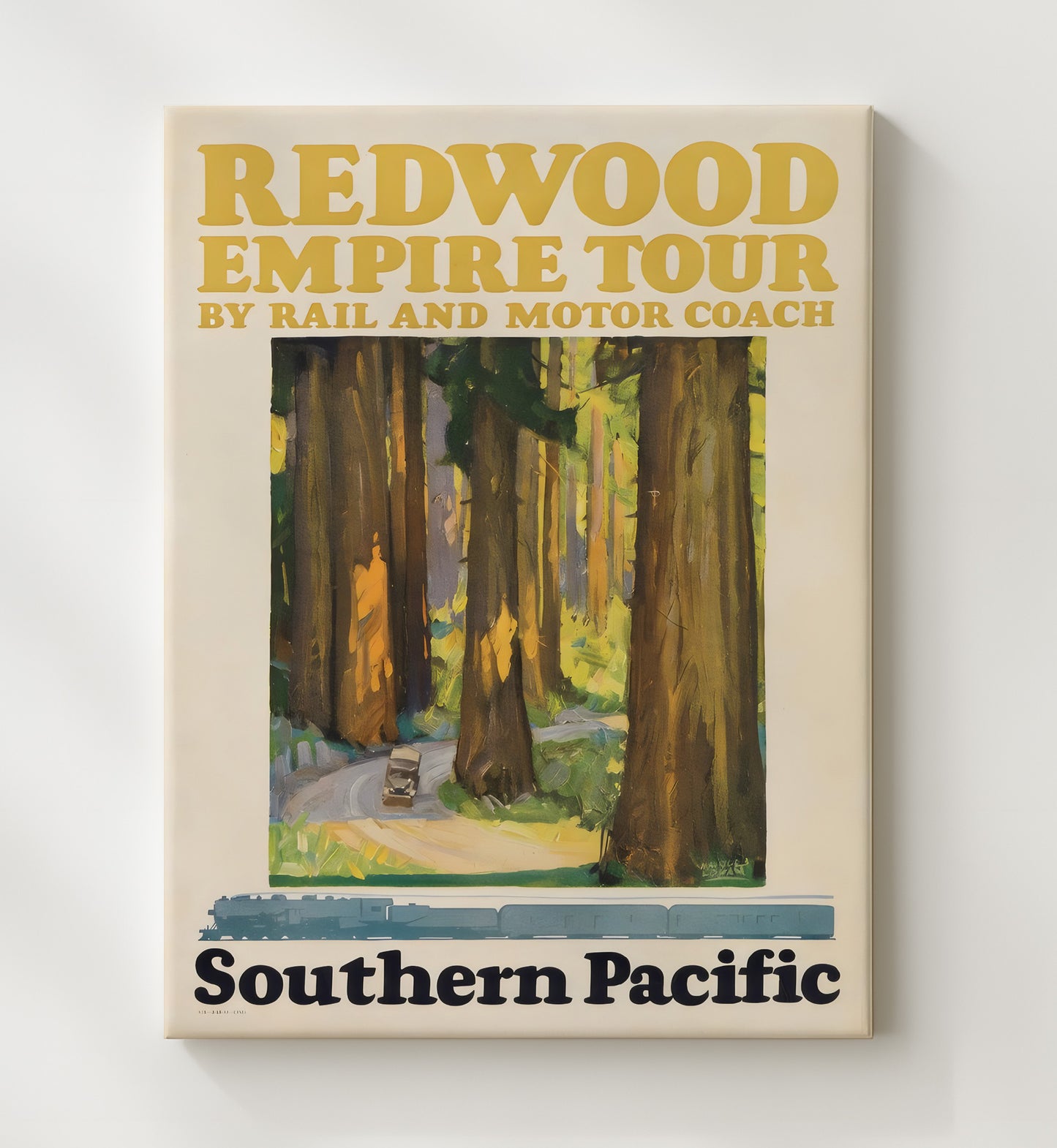 Redwood Southern Pacific Vintage Travel Print 20x24 Canvas travel wall art print