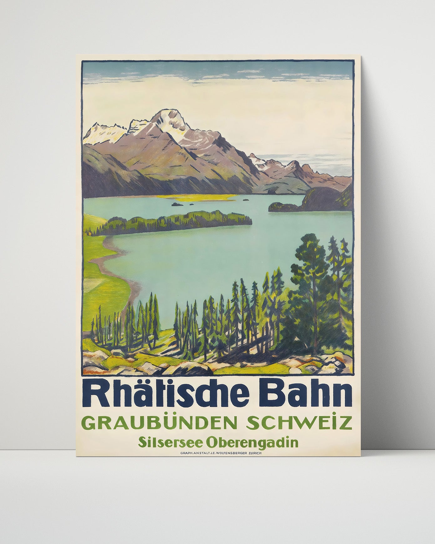 Rhatische Bahn Switzerland Vintage Travel Print 16x20 Unframed Print travel wall art print