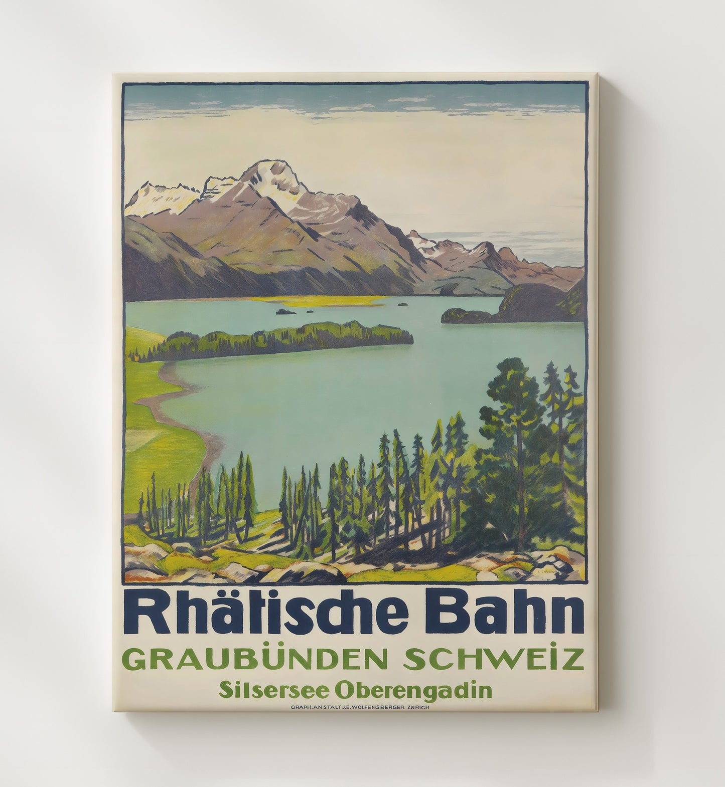Rhatische Bahn Switzerland Vintage Travel Print 20x24 Canvas travel wall art print