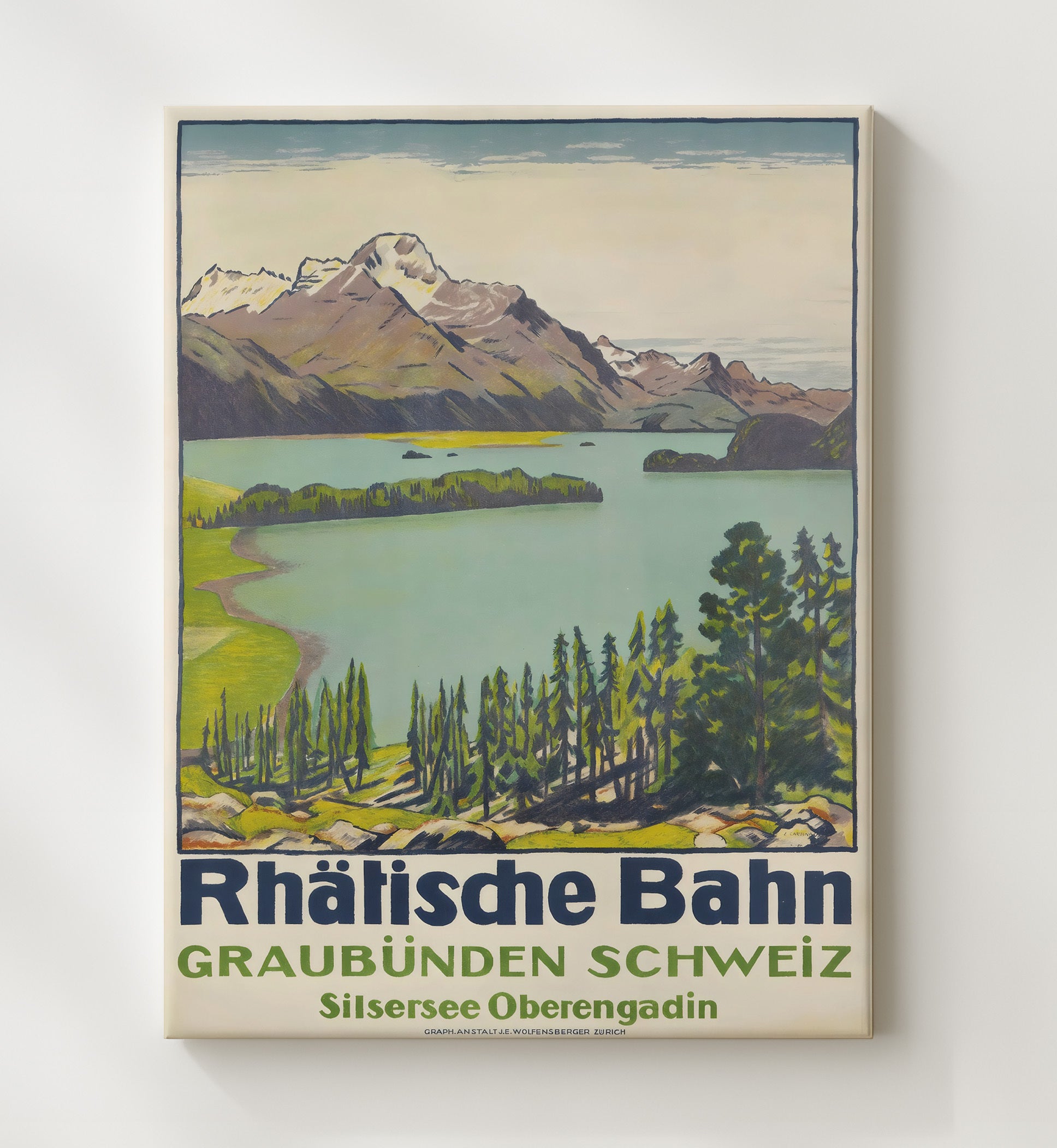 Rhatische Bahn Switzerland Vintage Travel Print 20x24 Canvas travel wall art print