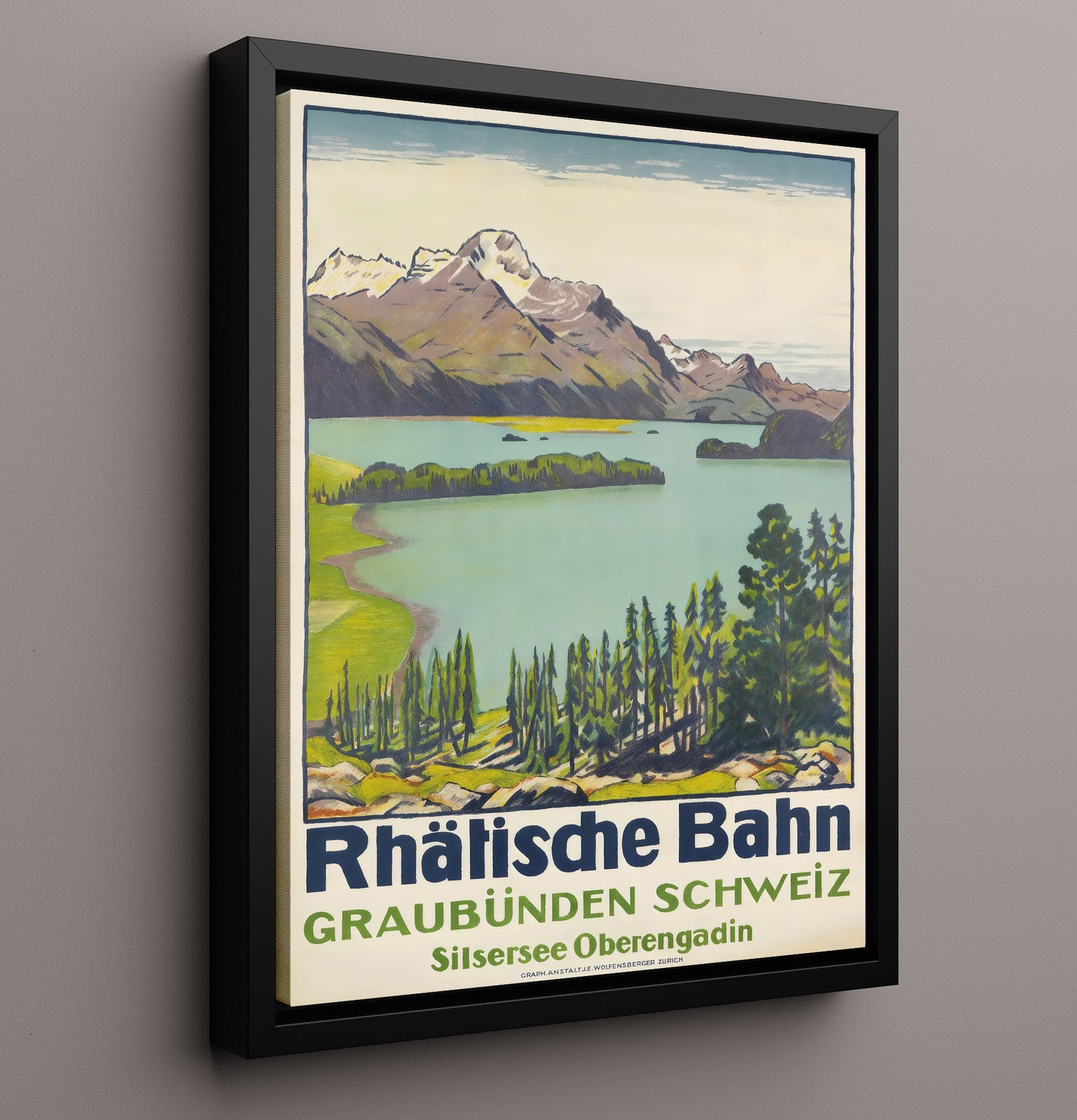Rhatische Bahn Switzerland Vintage Travel Print 16x20 Framed Canvas travel wall art print