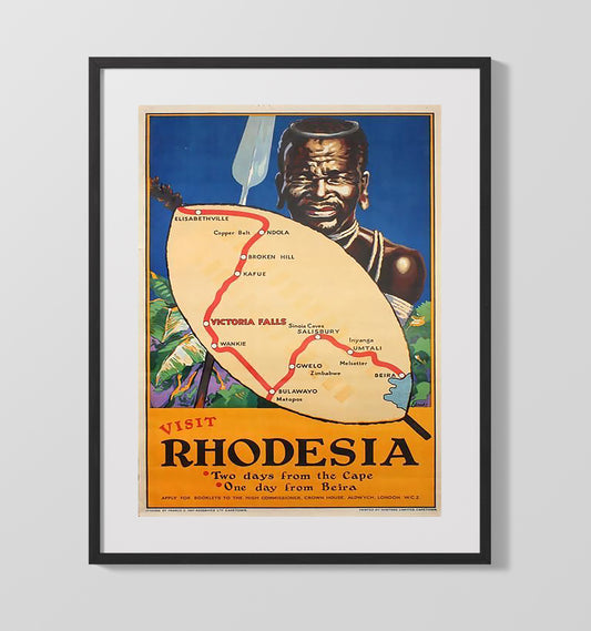 Rhodesia Travel Map - Travel - 16x20 Gallery Frame