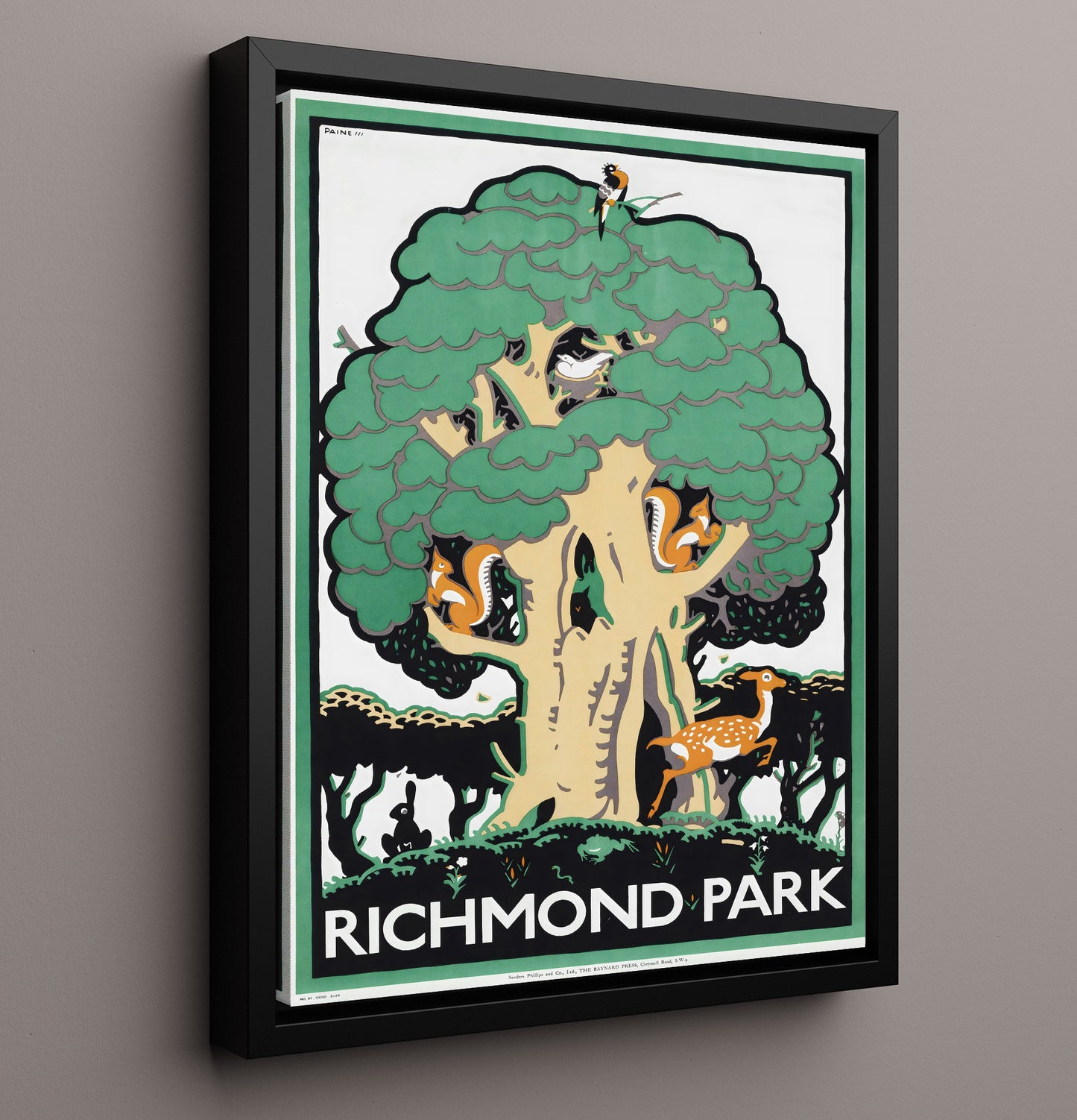 Richmond Park Vintage Travel Print 16x20 Framed Canvas travel wall art print