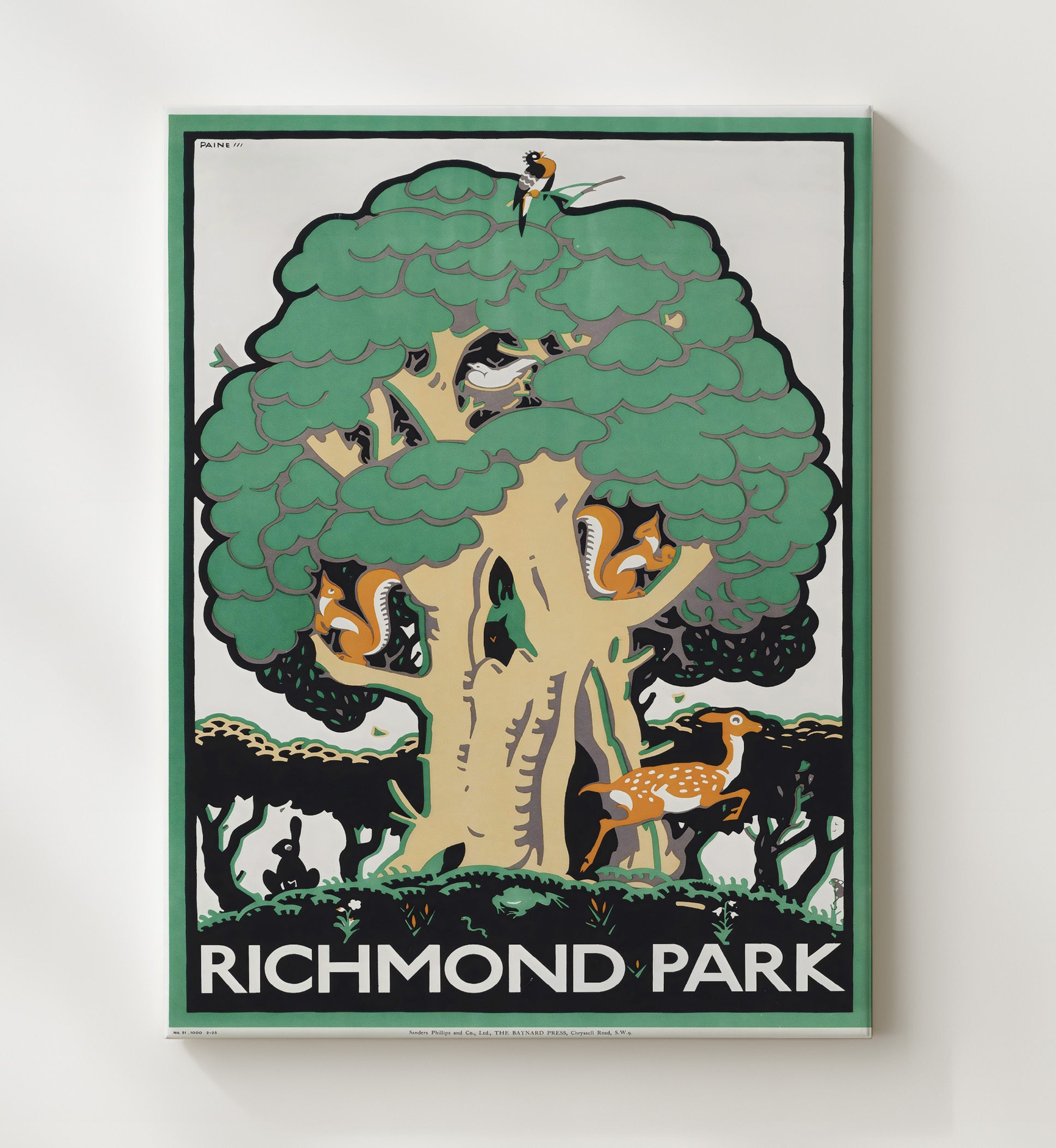 Richmond Park Vintage Travel Print 20x24 Canvas travel wall art print