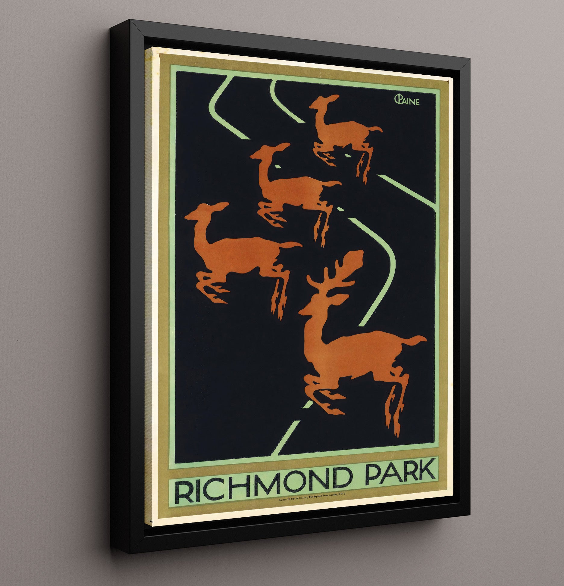 Richmond RichmondPark Vintage Travel Print 16x20 Framed Canvas travel wall art print