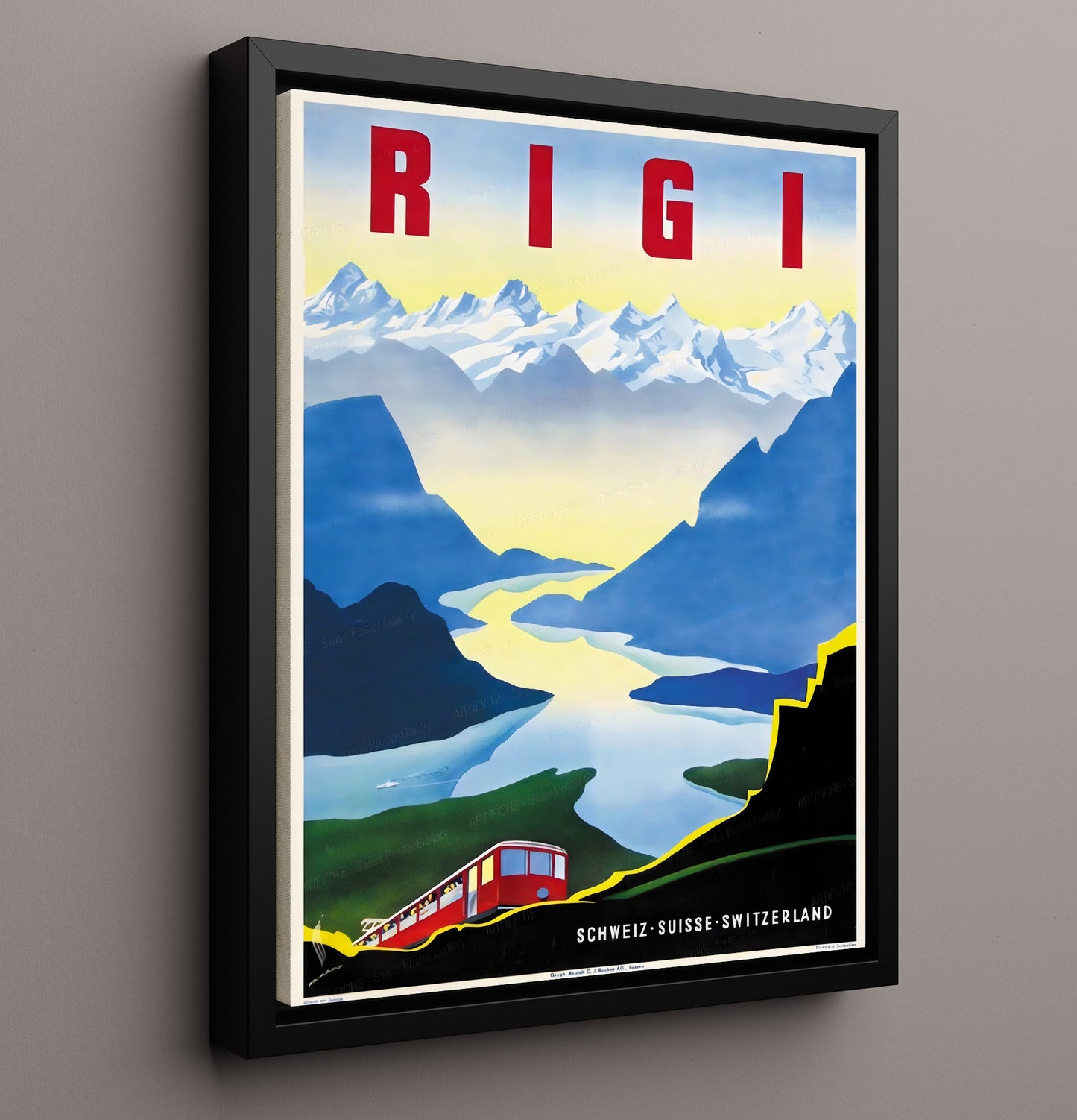 Rigi Switzerland Scenic Alps Vintage Travel Print 16x20 Framed Canvas travel wall art print