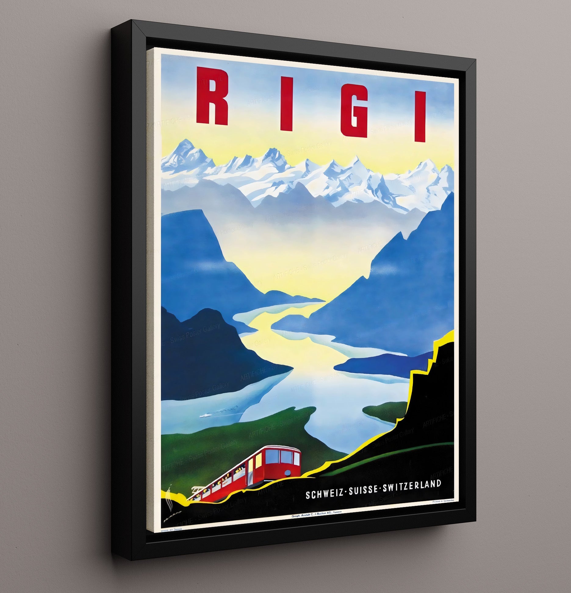 Rigi Switzerland Scenic Alps Vintage Travel Print 16x20 Framed Canvas travel wall art print