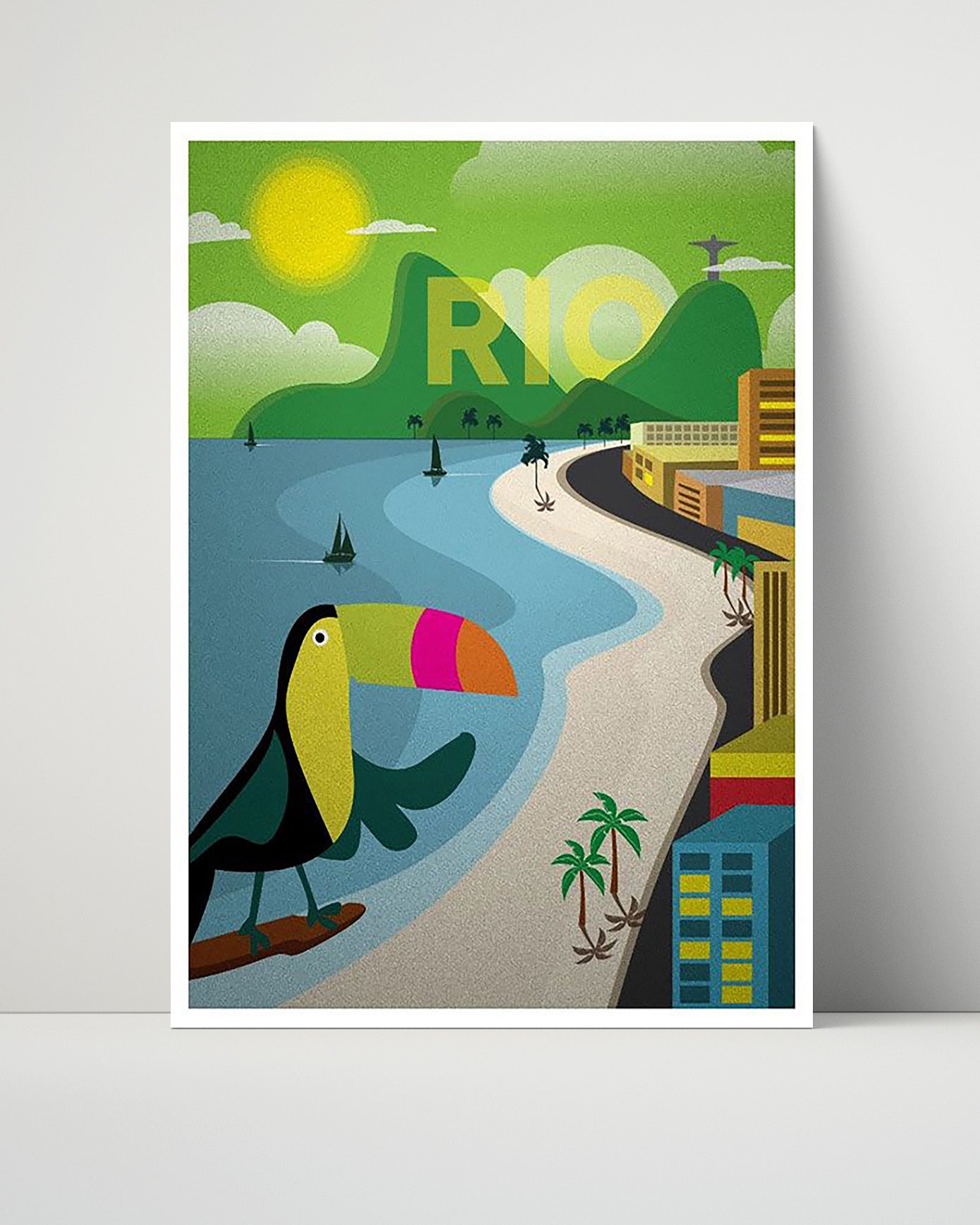 Rio Brazil Vintage Travel Print 16x20 Unframed Print travel wall art print