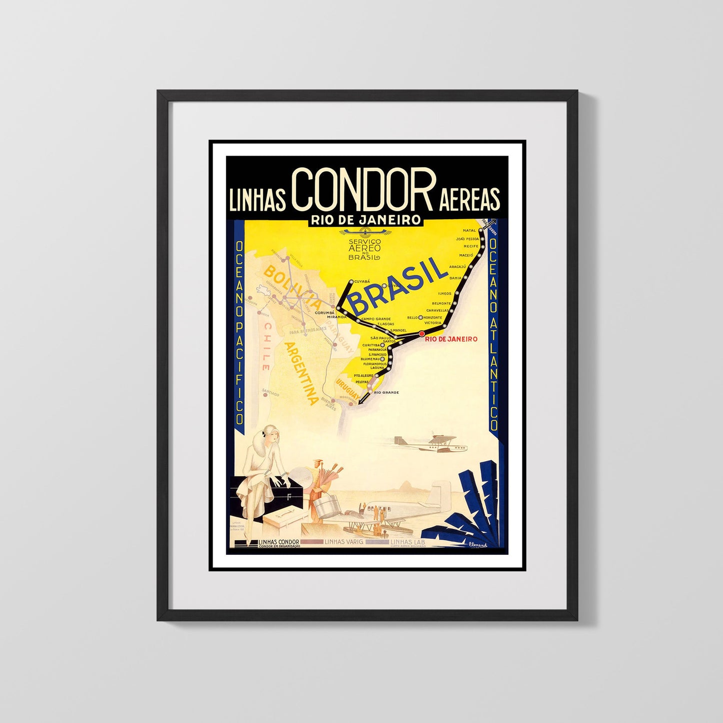 Classic Travel Poster - Rio de Janeiro - Linhas Condor