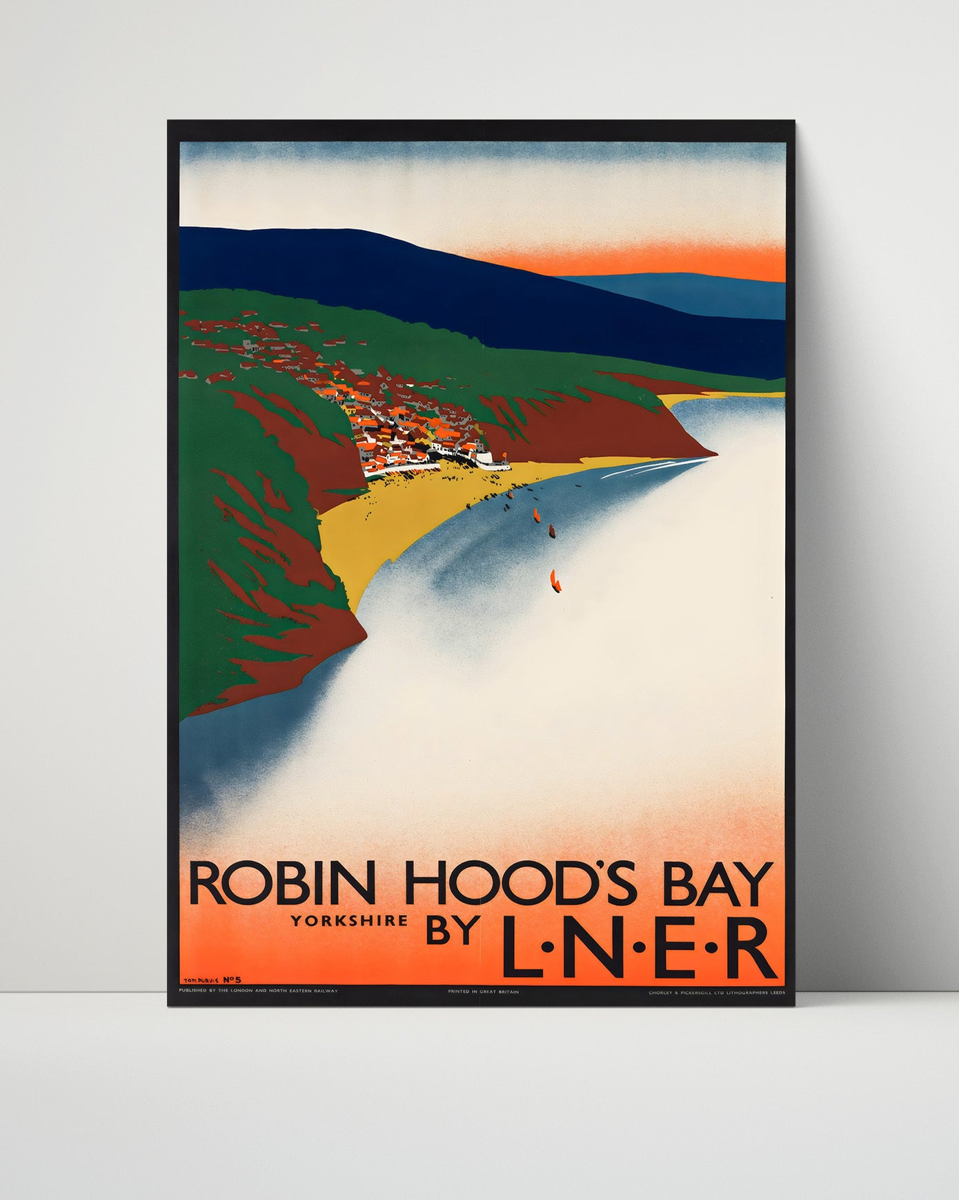 Robin Hoods Bay Yorkshire Vintage Travel Print 16x20 Unframed Print travel wall art print