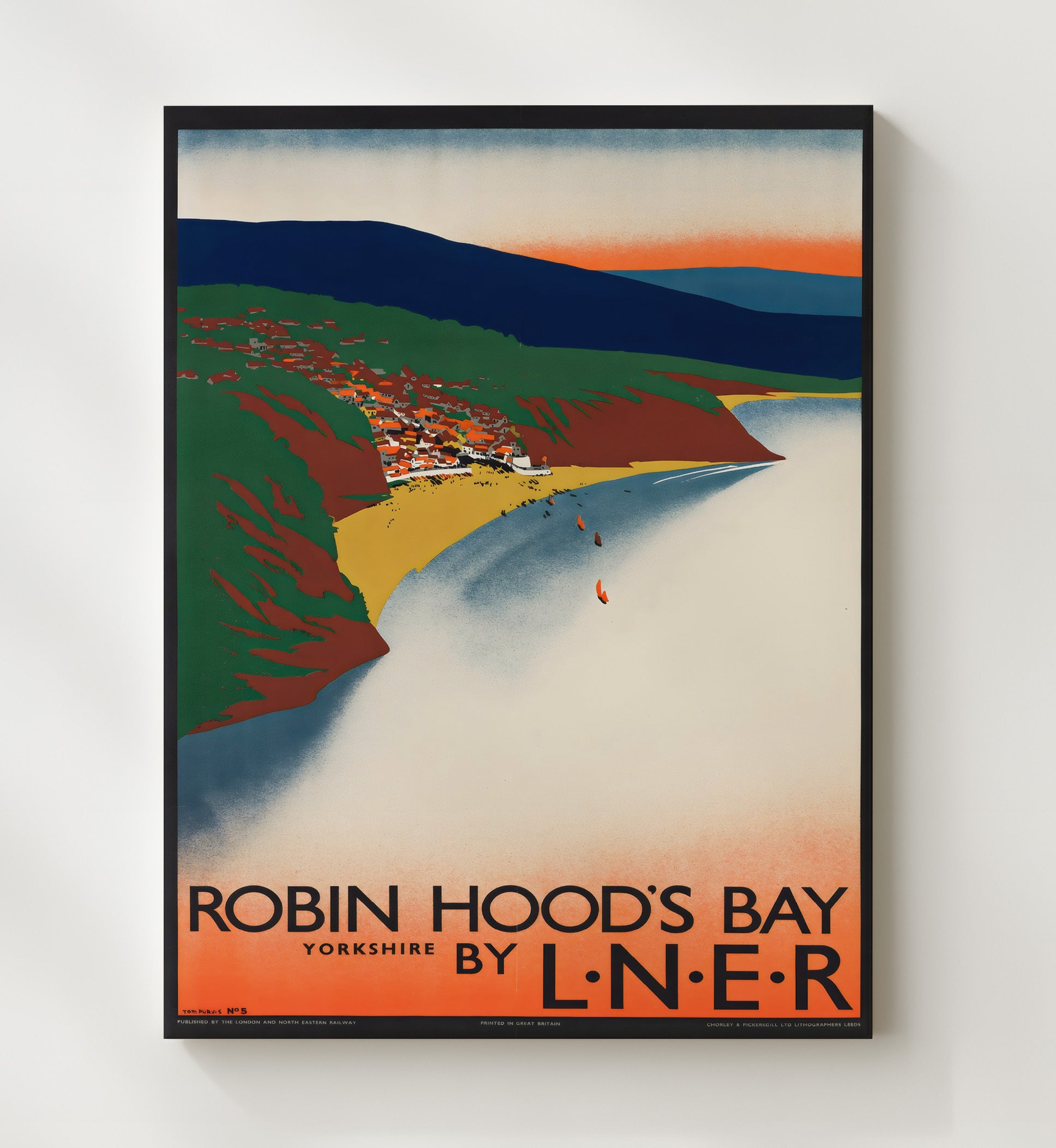 Robin Hoods Bay Yorkshire Vintage Travel Print 20x24 Canvas travel wall art print