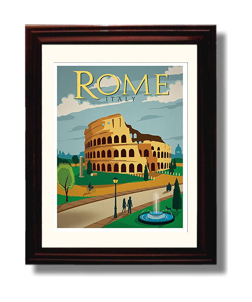 Rome Colosseum Italy travel poster wall art 8x10 Canvas