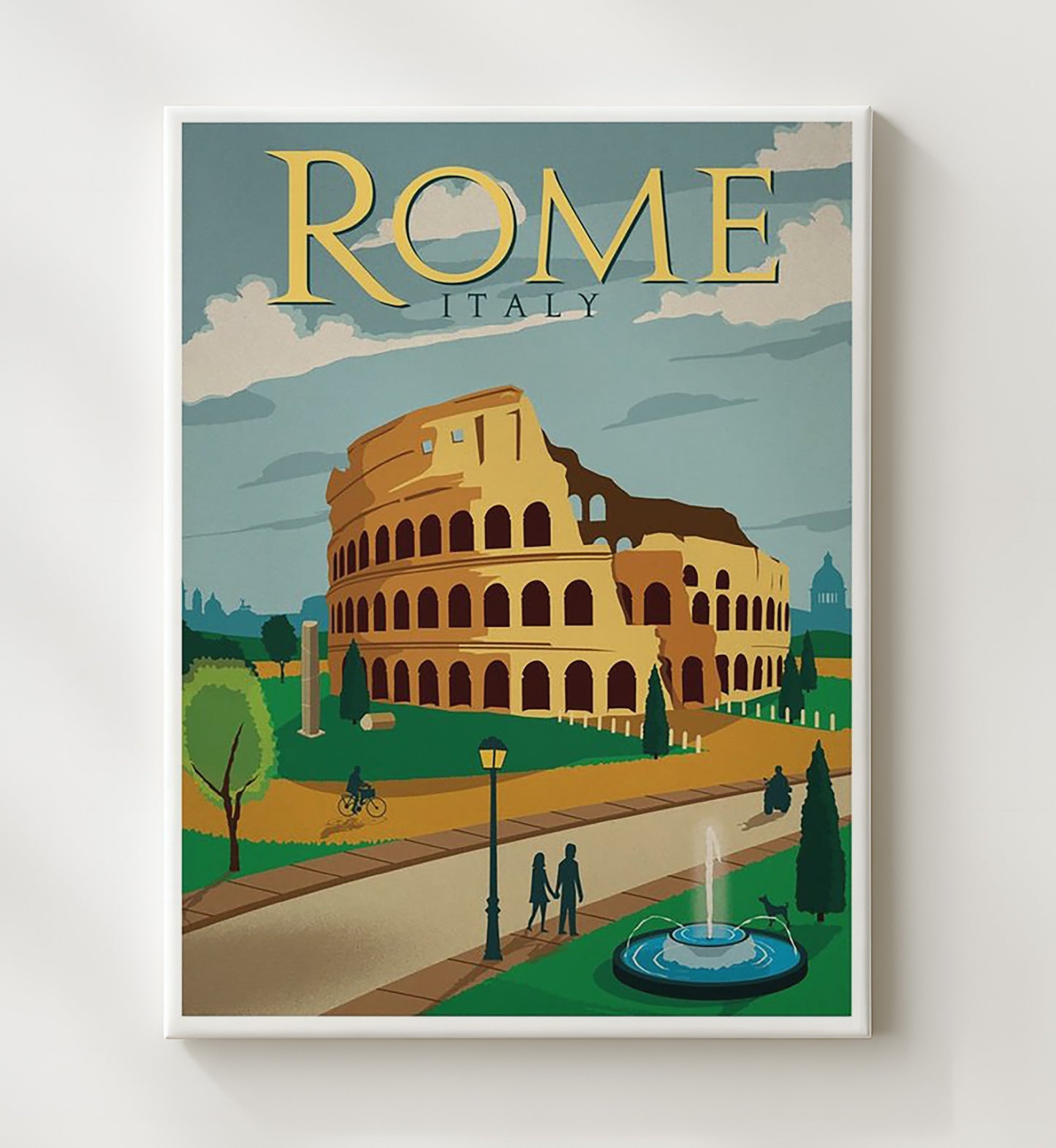 Rome Colosseum Italy Vintage Travel Print 20x24 Canvas travel wall art print