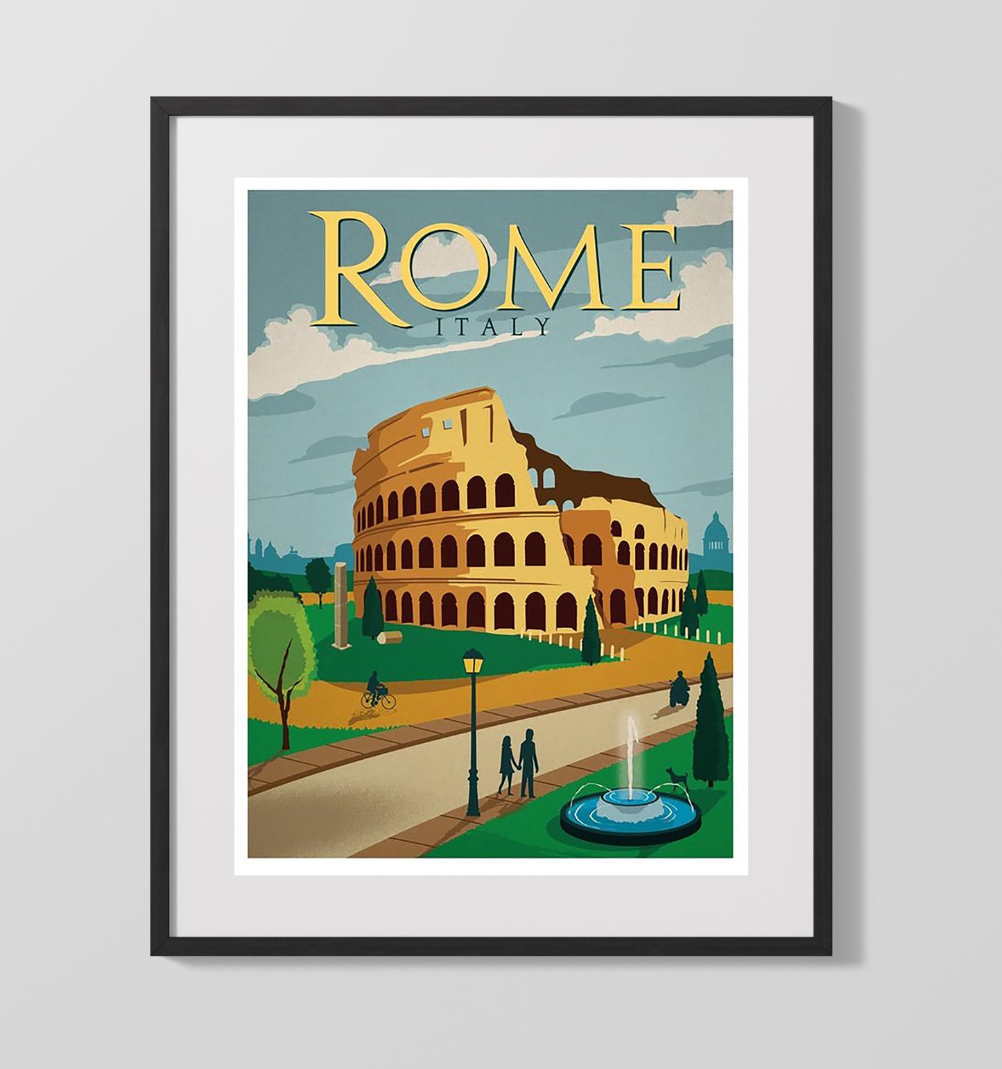 Rome Colosseum Italy Vintage Travel Print 16x20 Gallery Frame travel wall art print
