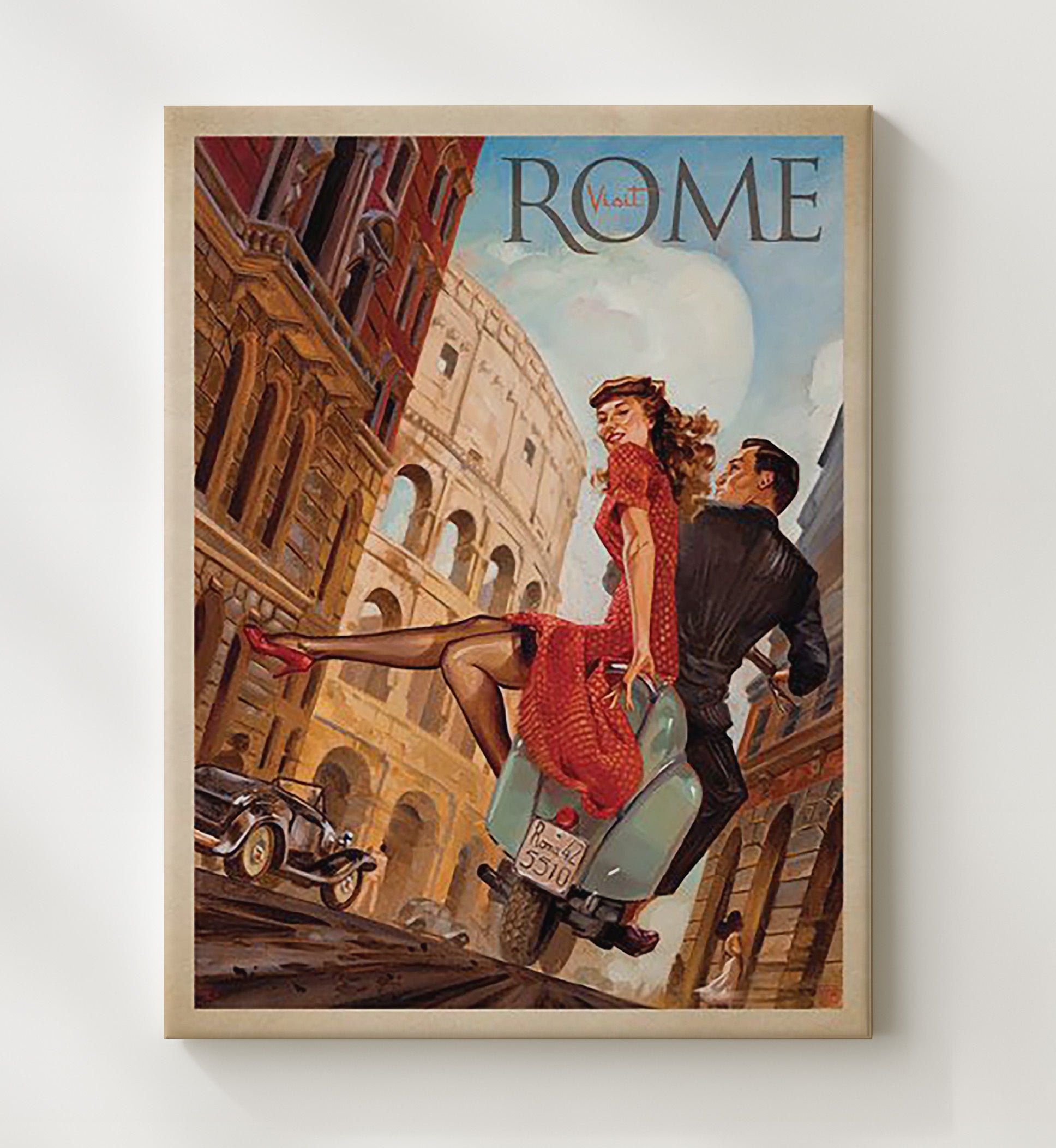 Rome Italy Vintage Travel Print 20x24 Canvas travel wall art print