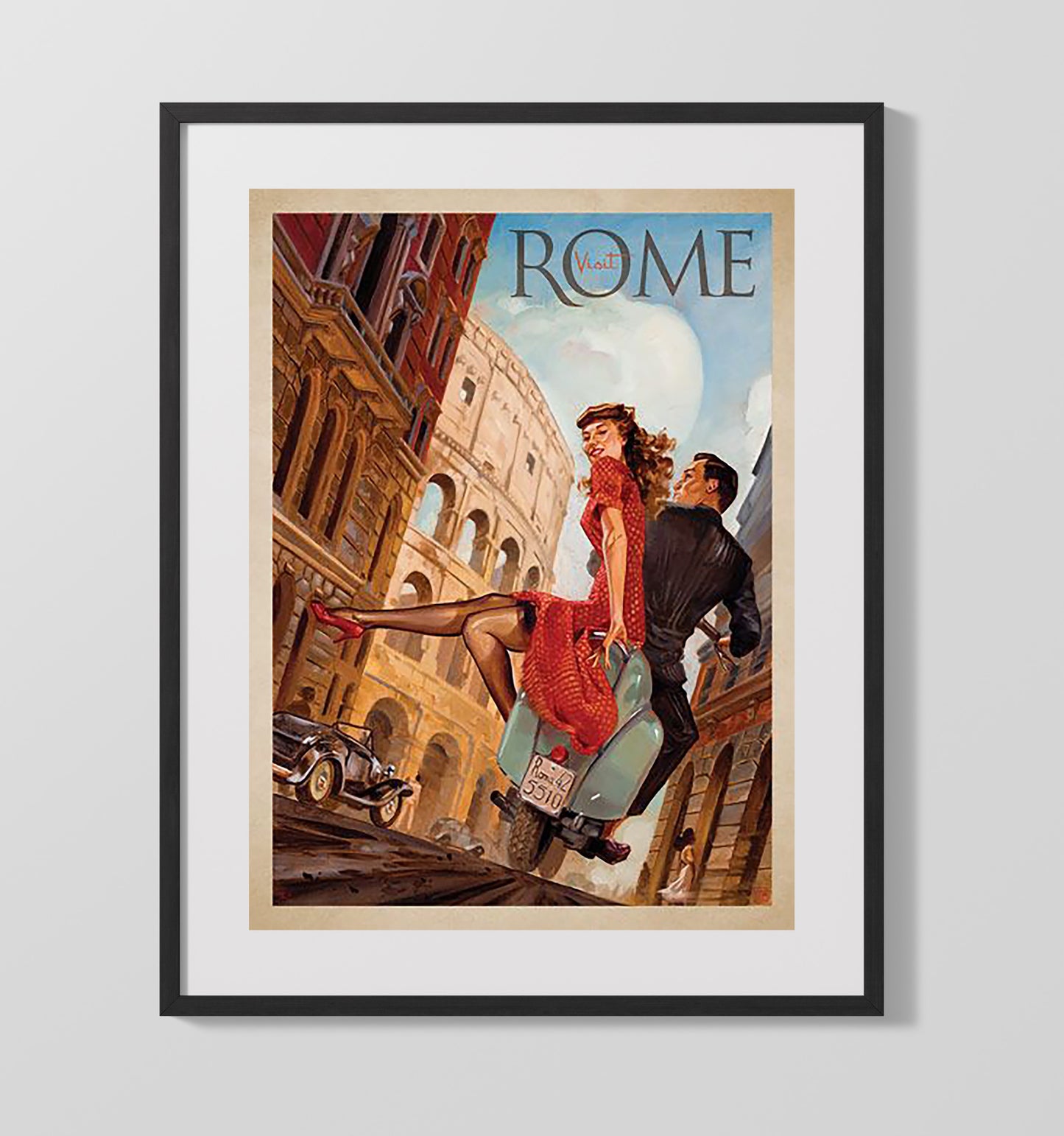 Rome Italy Vintage Travel Print 16x20 Gallery Frame travel wall art print