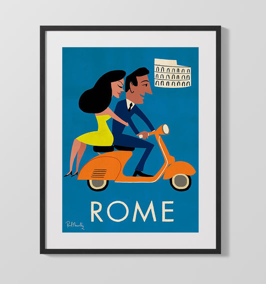 Rome Vespa and Colosseum - Travel - 16x20 Gallery Frame