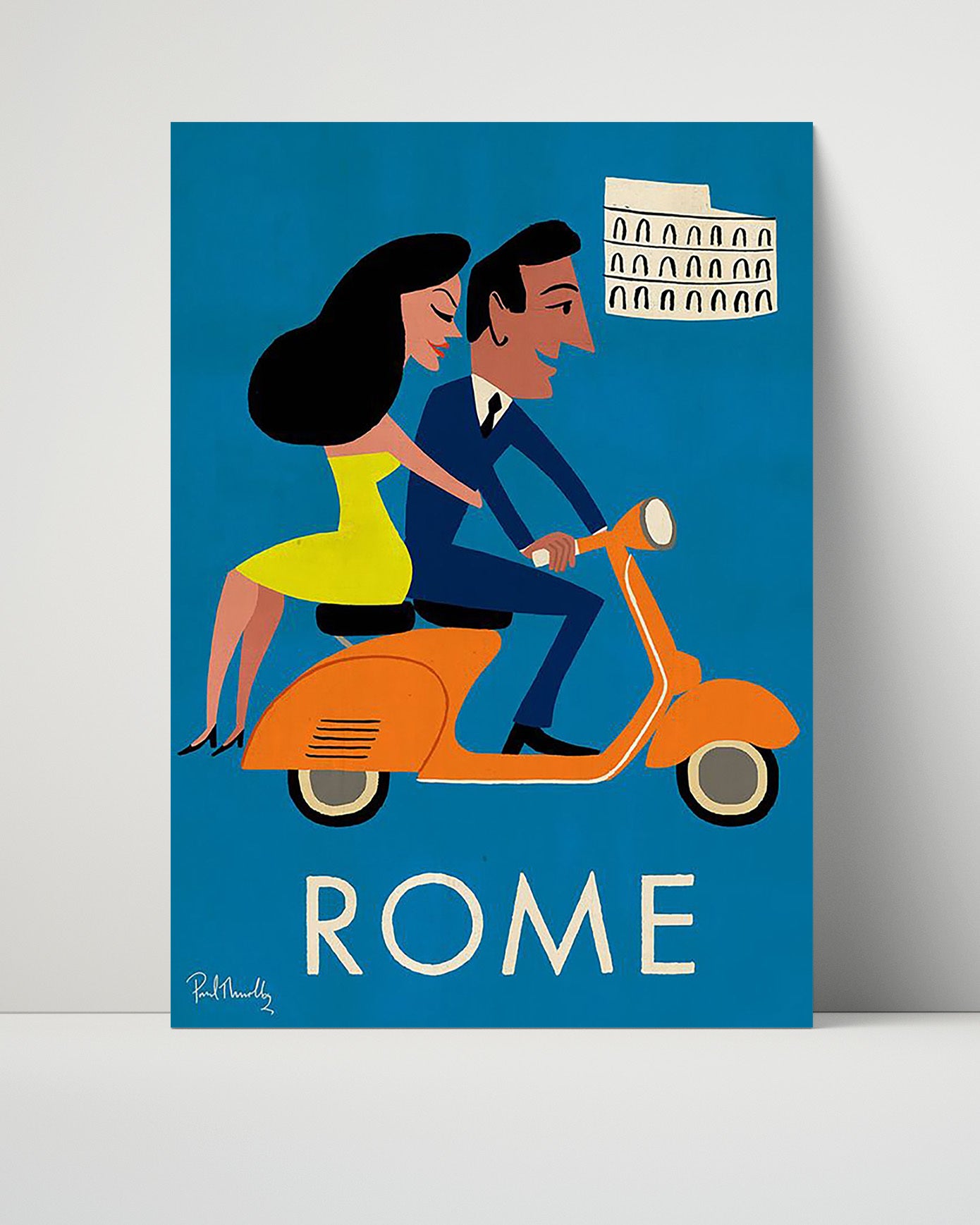 Rome Vespa and Colosseum Vintage Travel Print 16x20 Unframed Print travel wall art print
