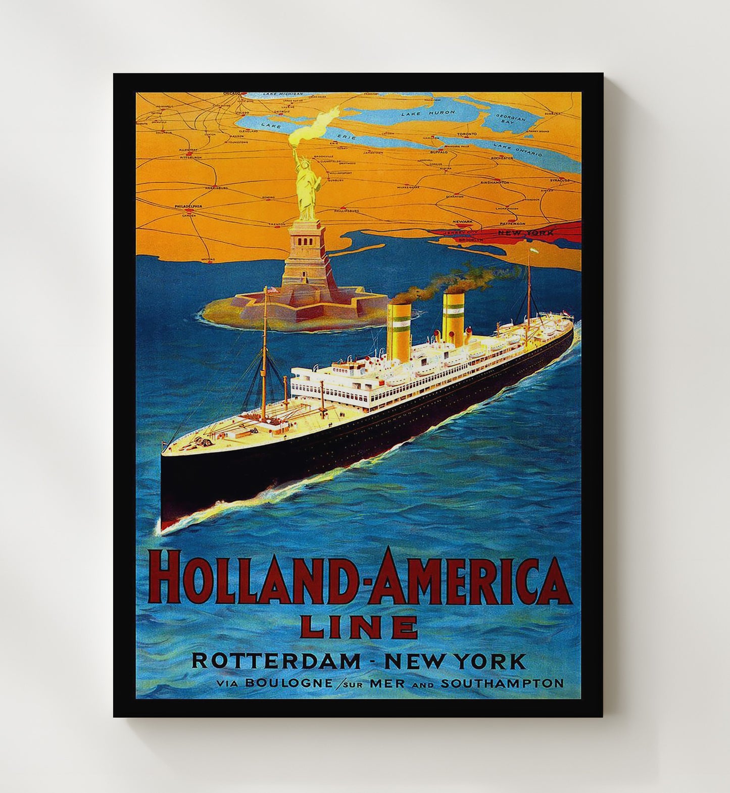 Rotterdam Holland America Line 12x18 Vintage Travel Print 20x24 Canvas travel wall art print