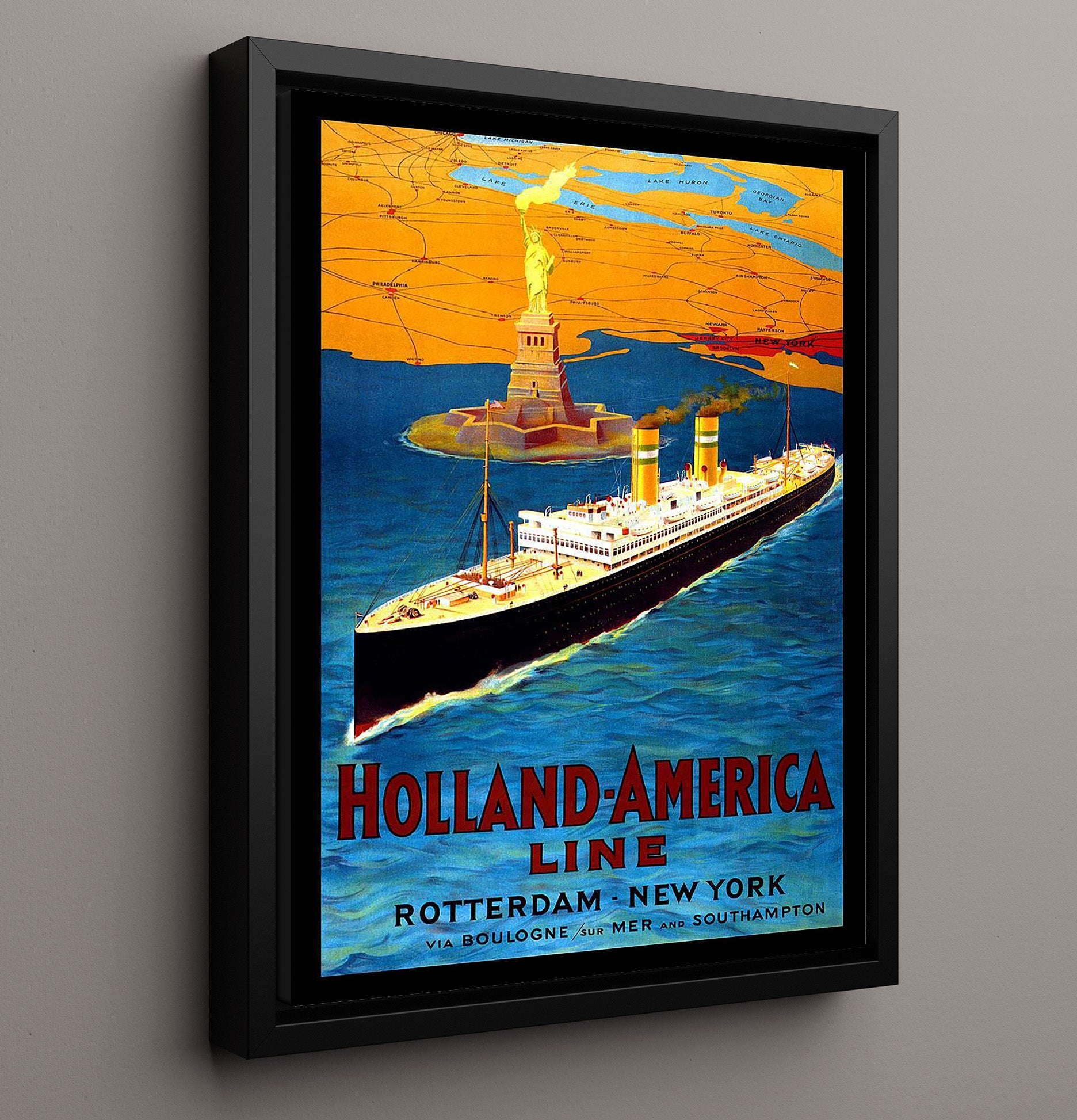 Rotterdam Holland America Line 12x18 Vintage Travel Print 16x20 Framed Canvas travel wall art print