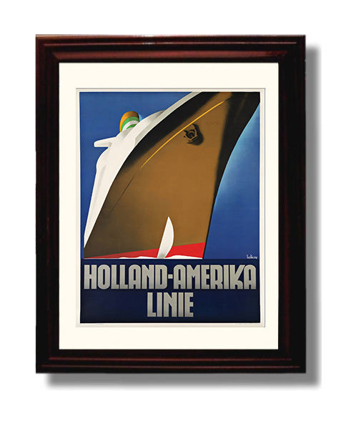 Rotterdam Holland America Line (2) Vintage Travel Print 8x10 Beveled Frame travel wall art print
