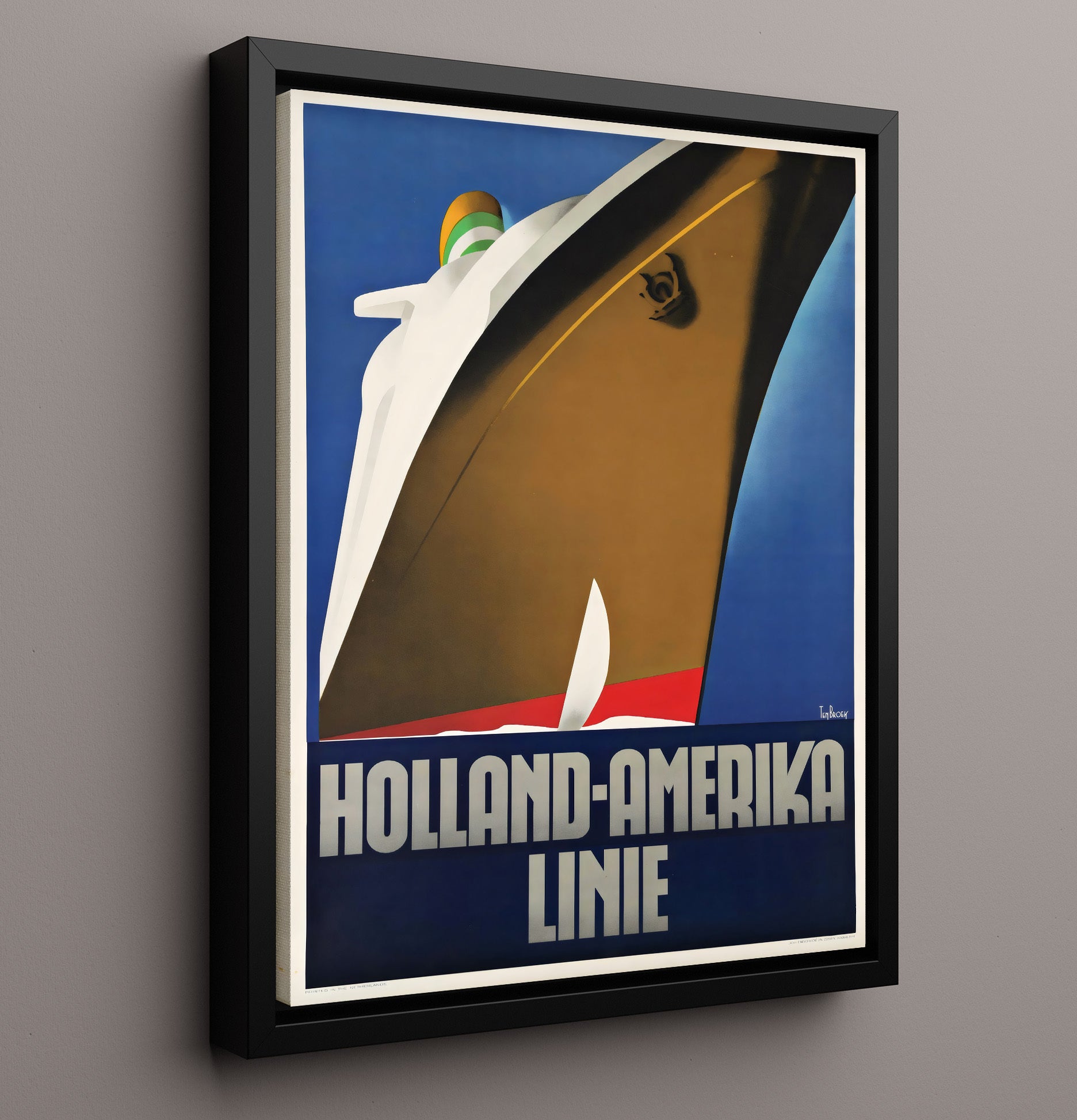 Rotterdam Holland America Line (2) Vintage Travel Print 16x20 Framed Canvas travel wall art print