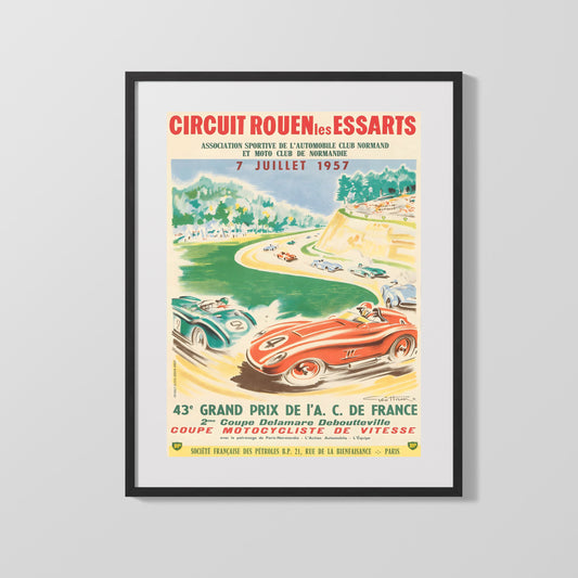 Classic Travel Poster - Rouen - Grand Prix de France 1957
