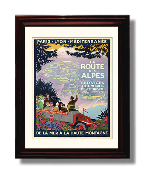 Route des Alpes Mountain Drive travel poster wall art 8x10 Canvas