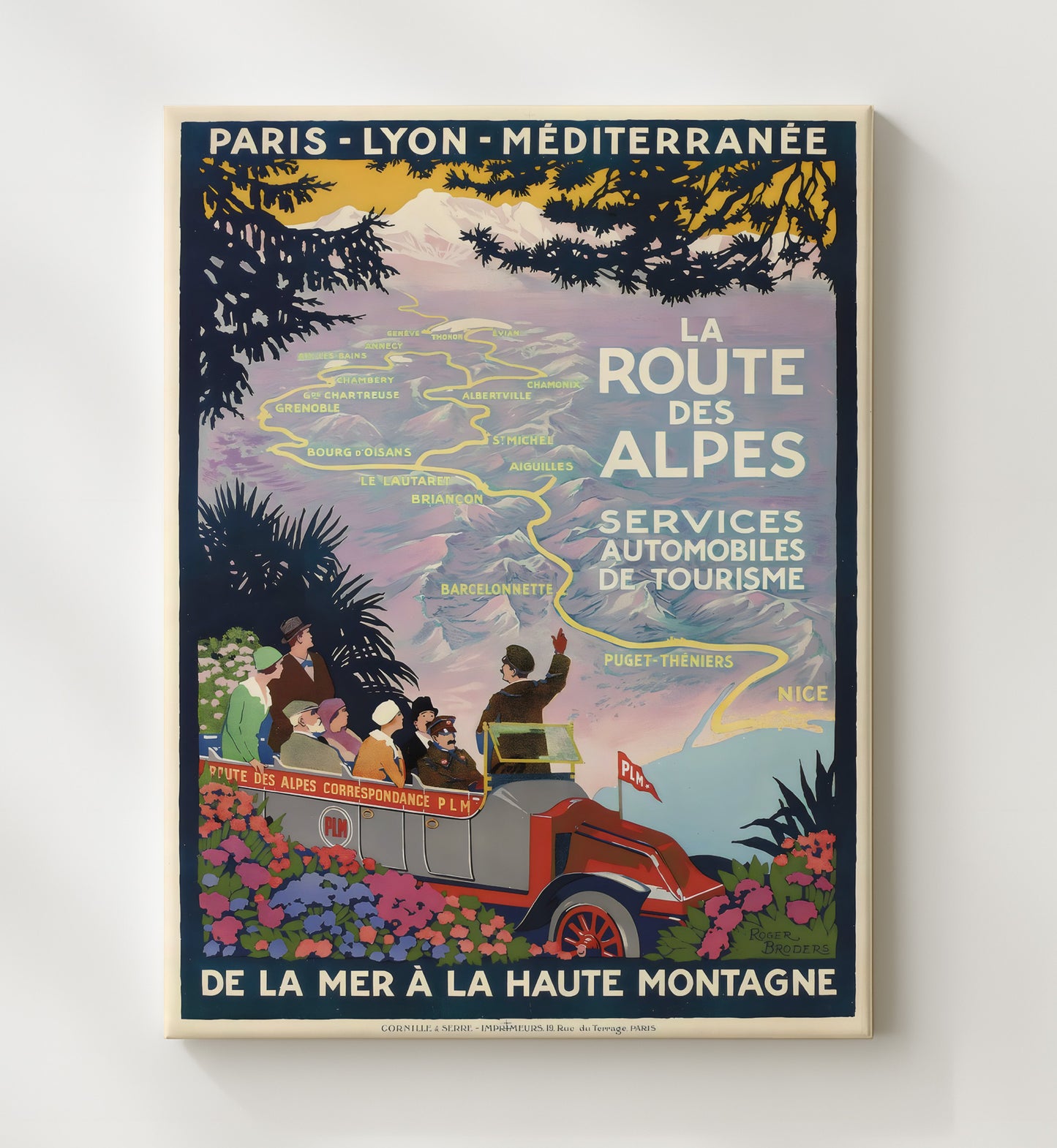 Route des Alpes Mountain Drive Vintage Travel Print 20x24 Canvas travel wall art print