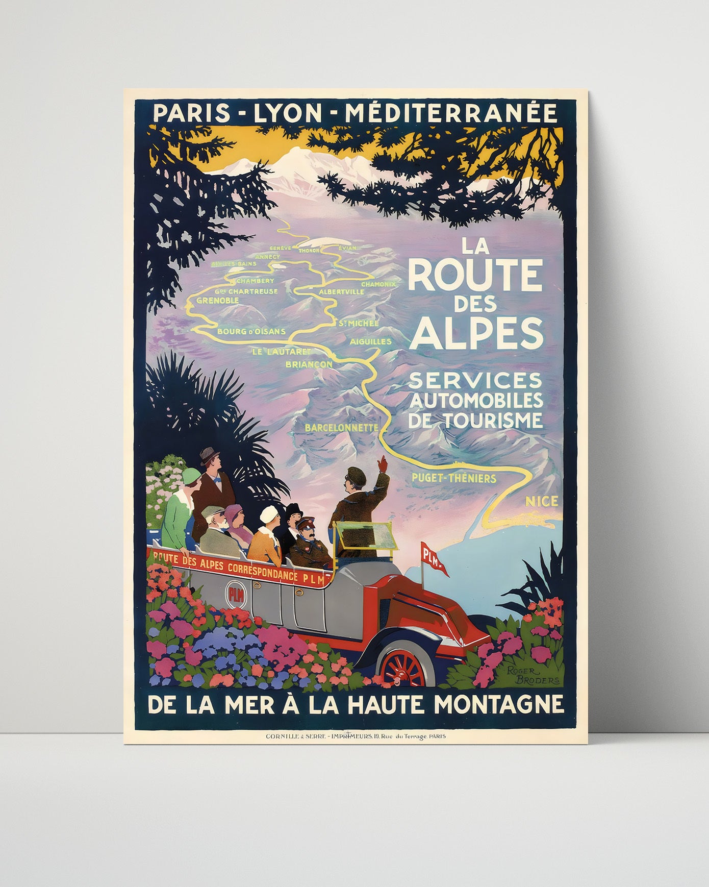 Route des Alpes Mountain Drive Vintage Travel Print 16x20 Unframed Print travel wall art print