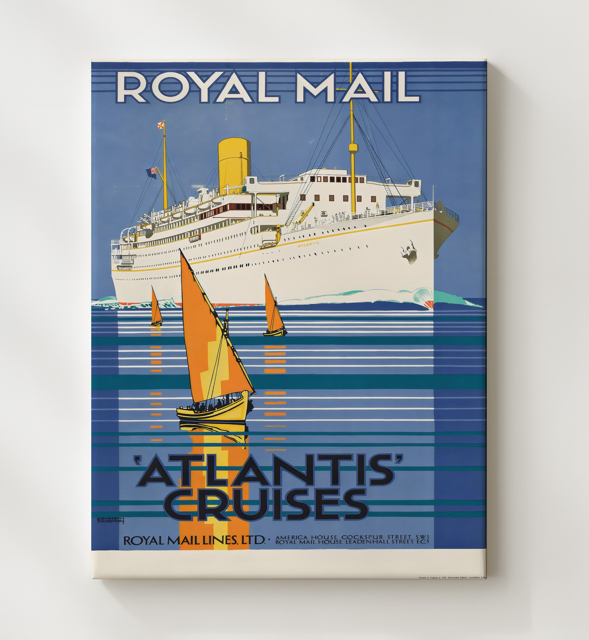 Royal Mail Atlantis Cruises Vintage Travel Print 20x24 Canvas travel wall art print