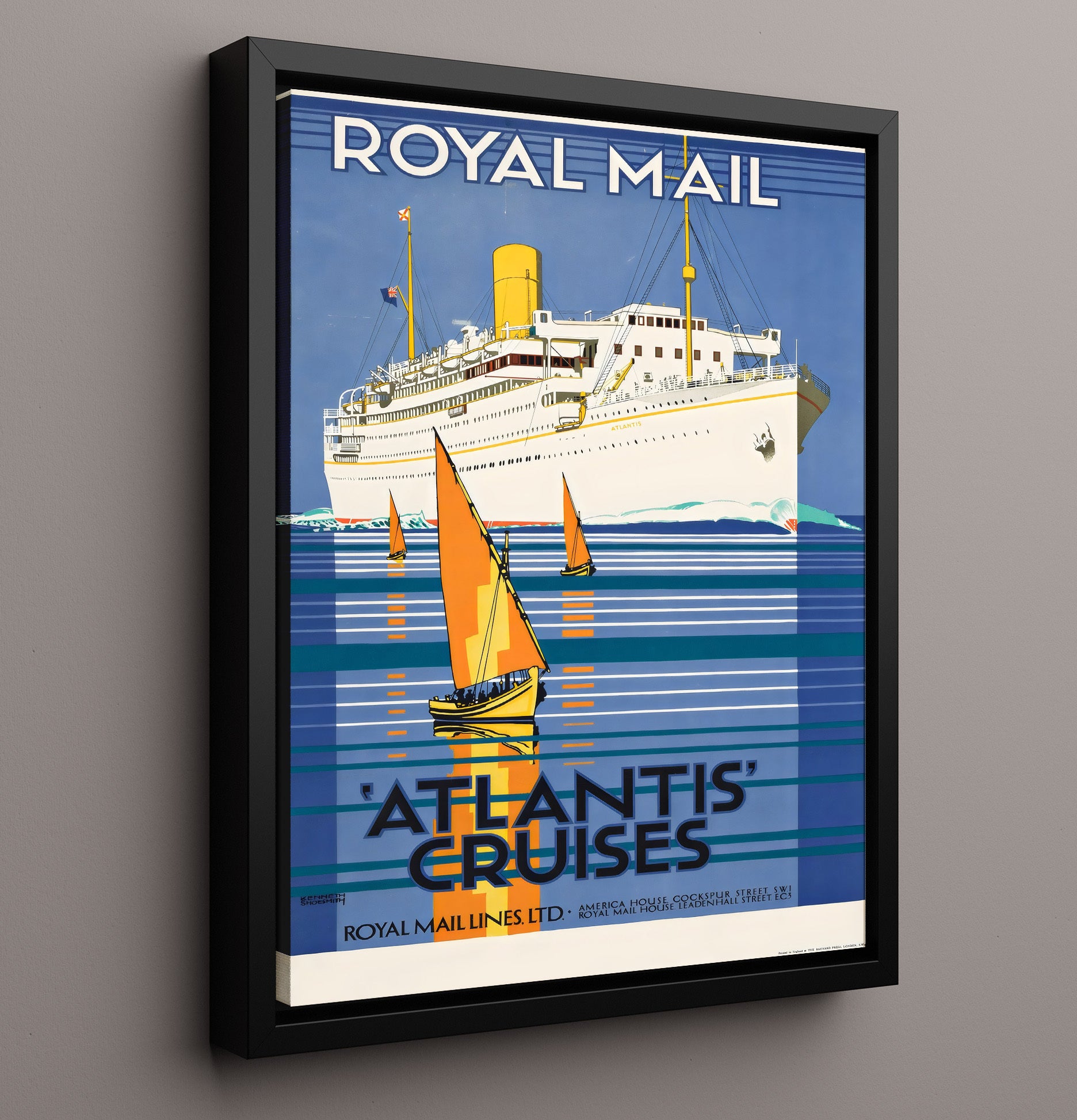 Royal Mail Atlantis Cruises Vintage Travel Print 16x20 Framed Canvas travel wall art print