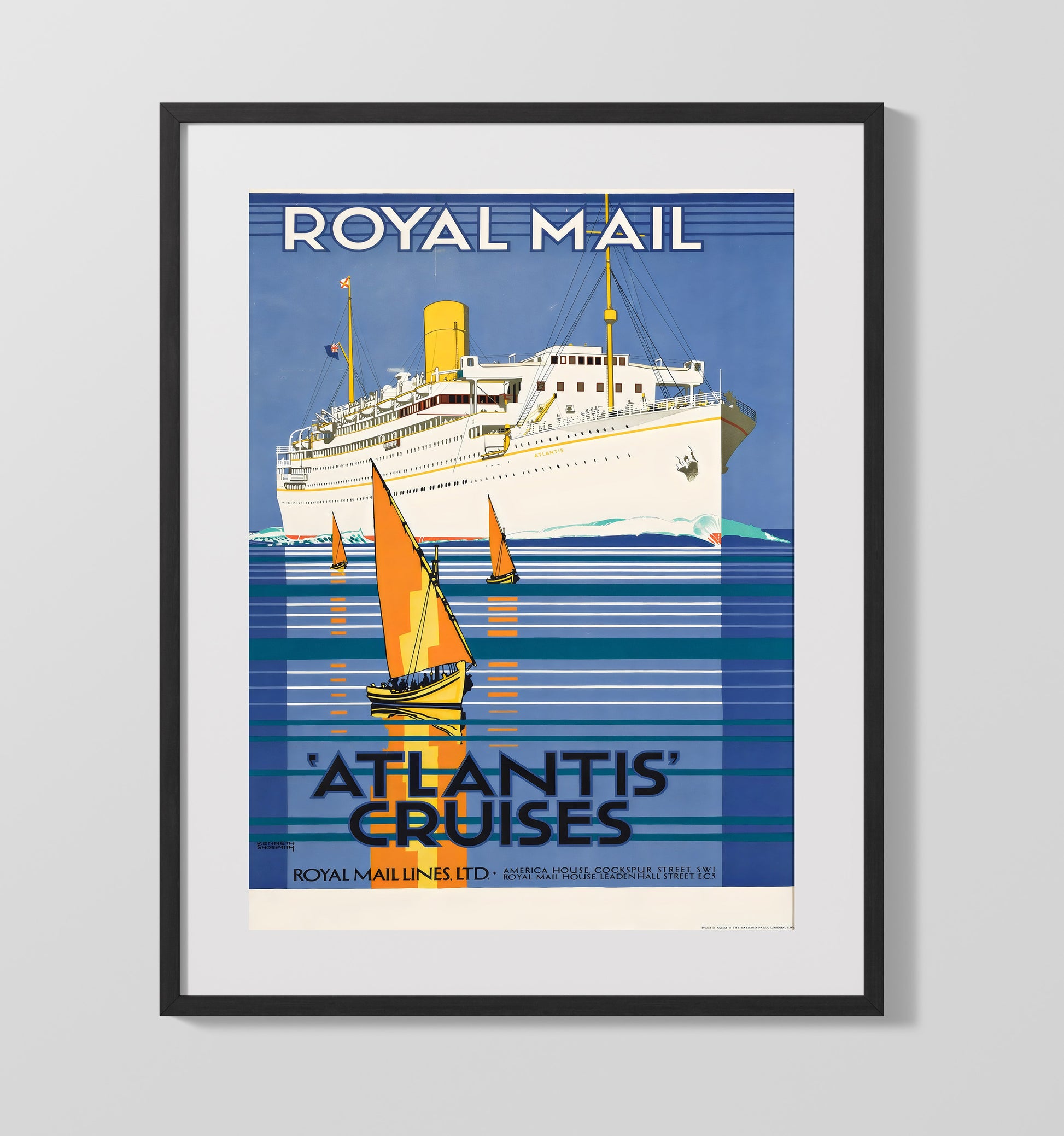 Royal Mail Atlantis Cruises Vintage Travel Print 16x20 Gallery Frame travel wall art print