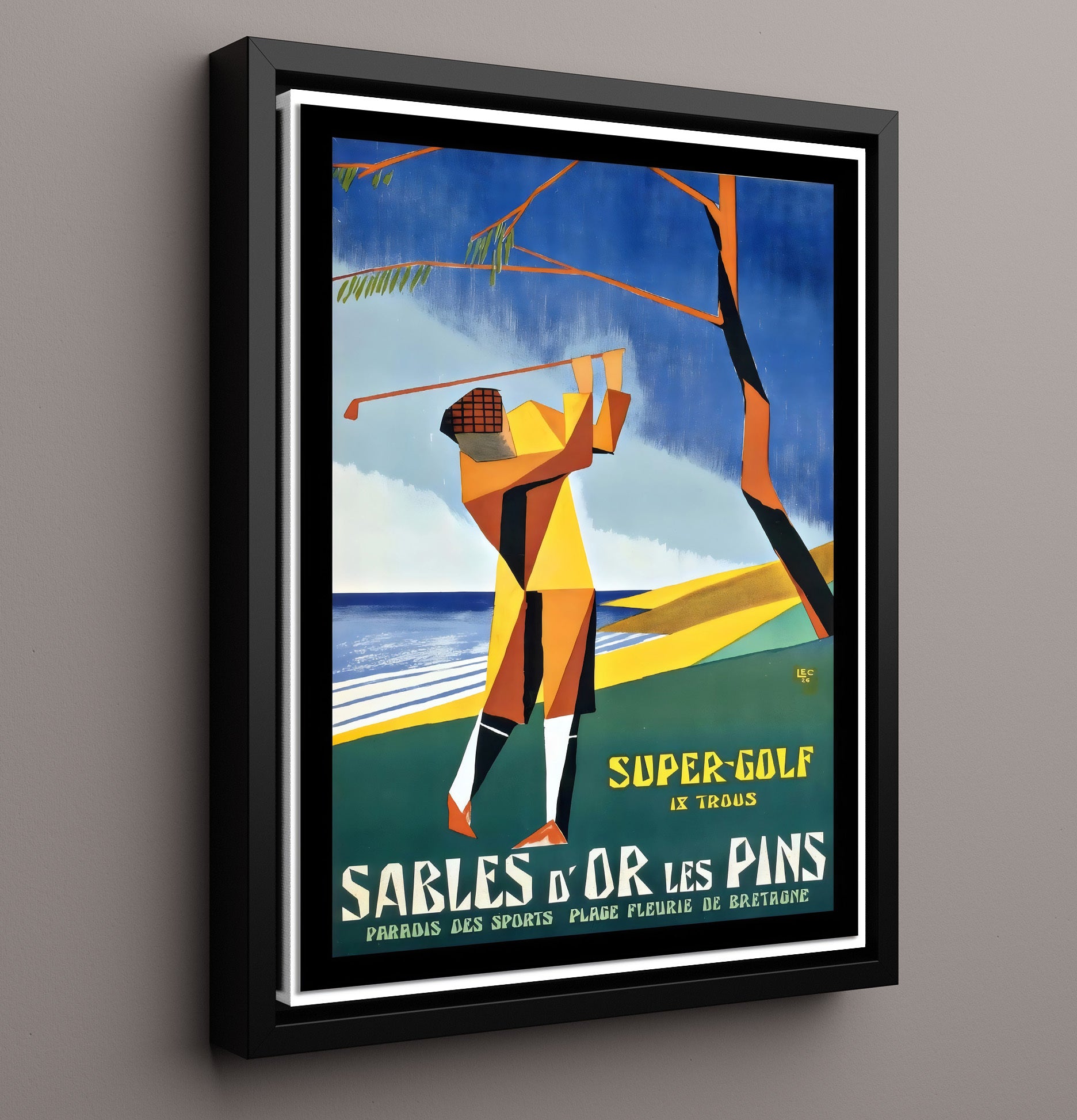 Sables dOr les Pins Super Golf Vintage Travel Print 16x20 Framed Canvas travel wall art print