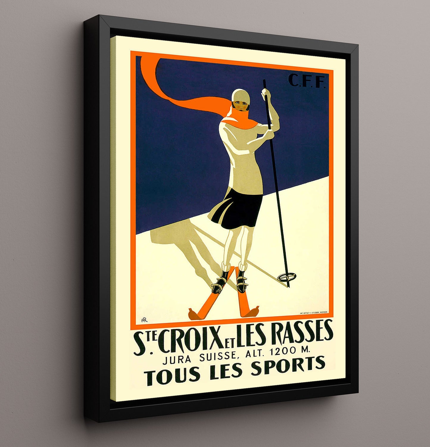 Sainte Croix Ski Vintage Travel Print 16x20 Framed Canvas travel wall art print