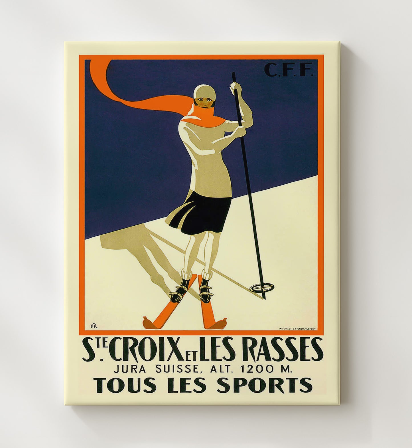 Sainte Croix Ski Vintage Travel Print 20x24 Canvas travel wall art print