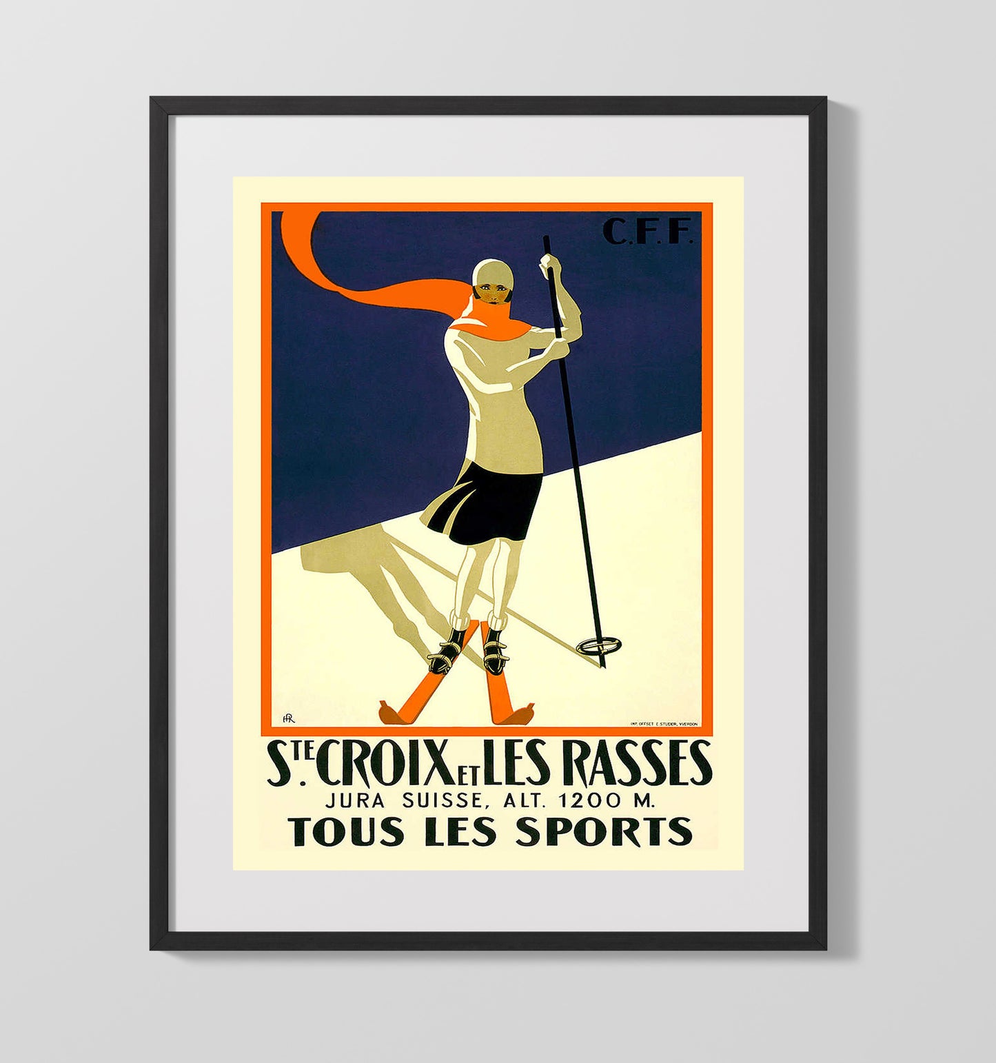 Sainte Croix Ski Vintage Travel Print 16x20 Gallery Frame travel wall art print
