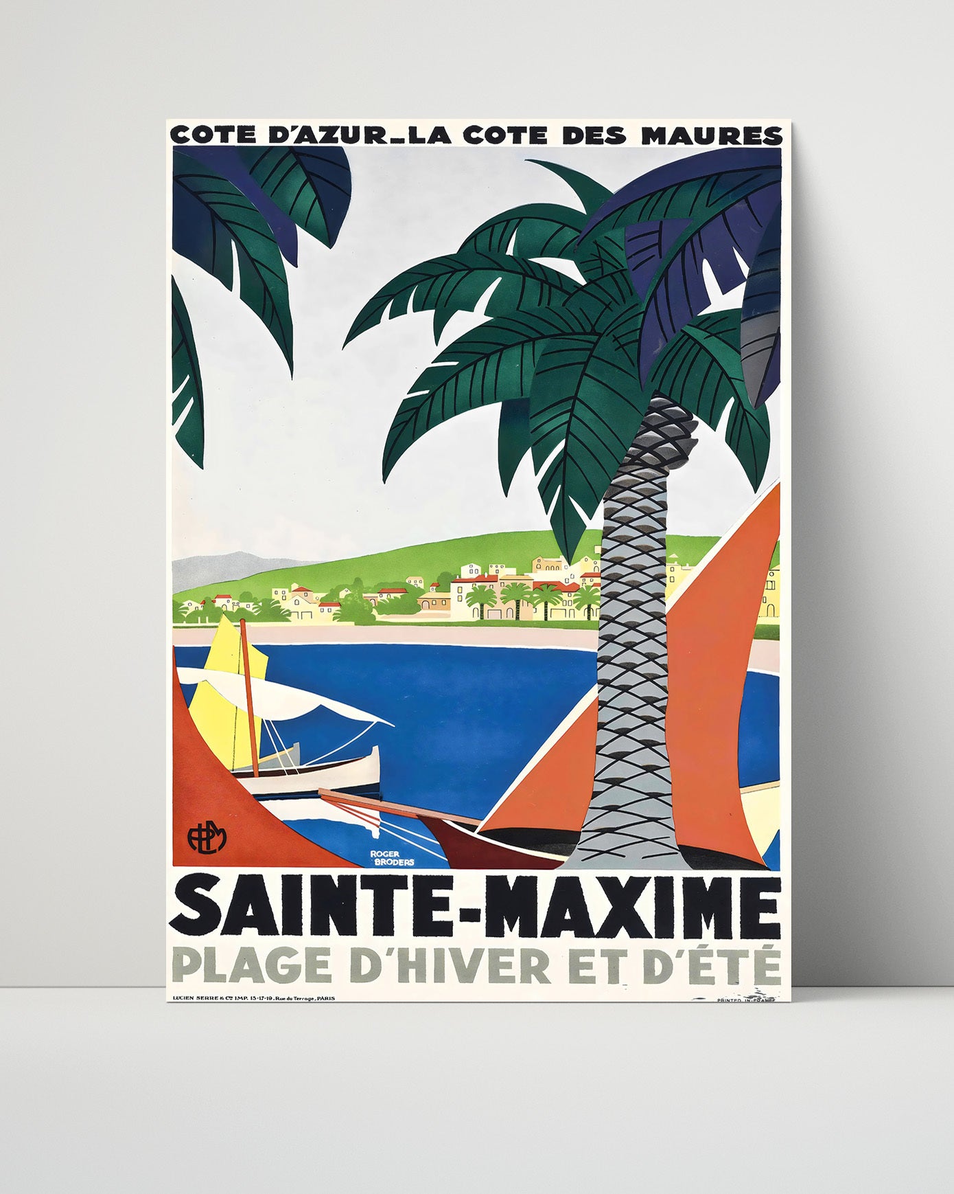 Sainte Maxime Cote dAzur Beach Vintage Travel Print 16x20 Unframed Print travel wall art print
