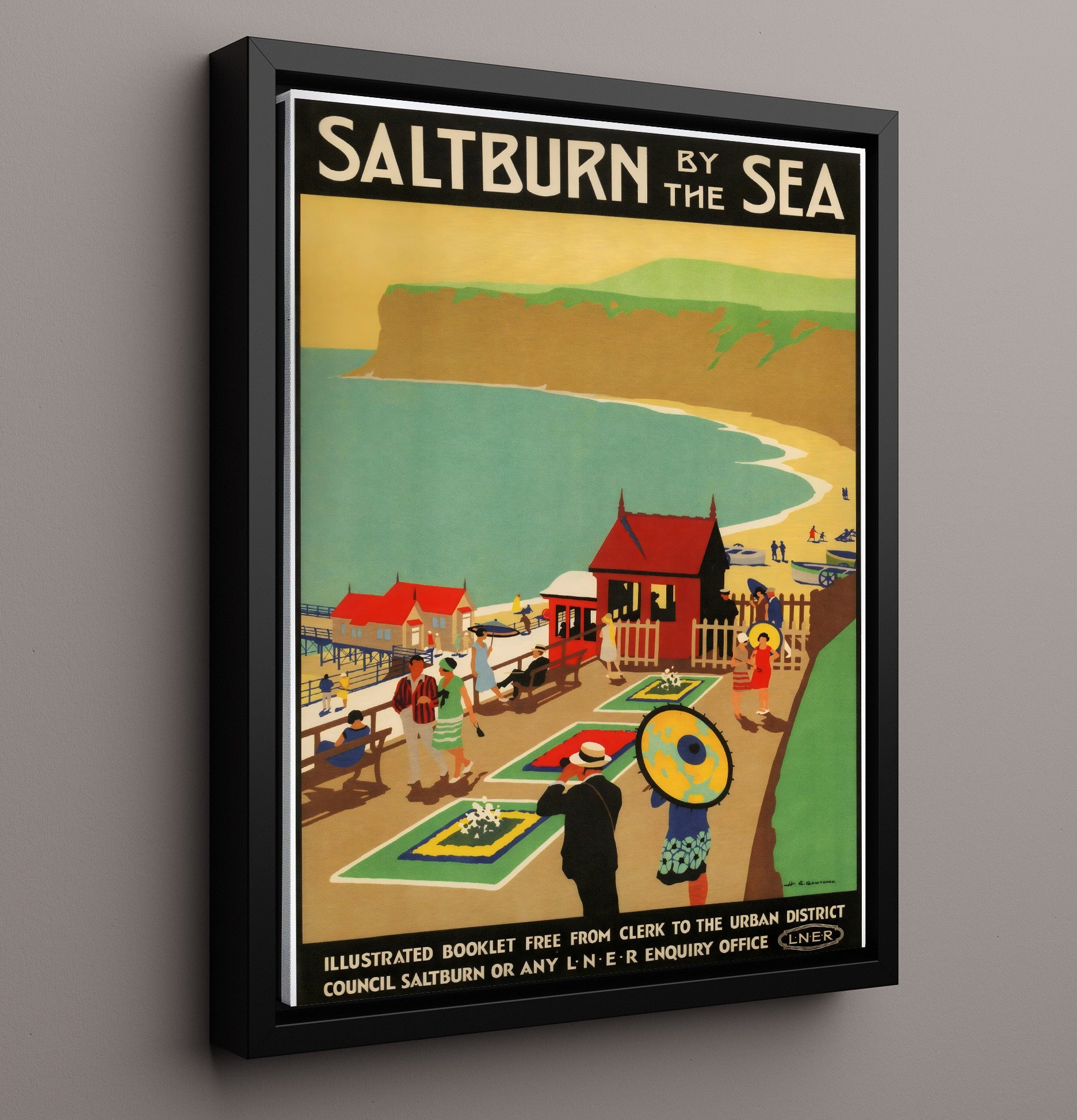 Saltburn By the Sea Vintage Travel Print 16x20 Framed Canvas travel wall art print
