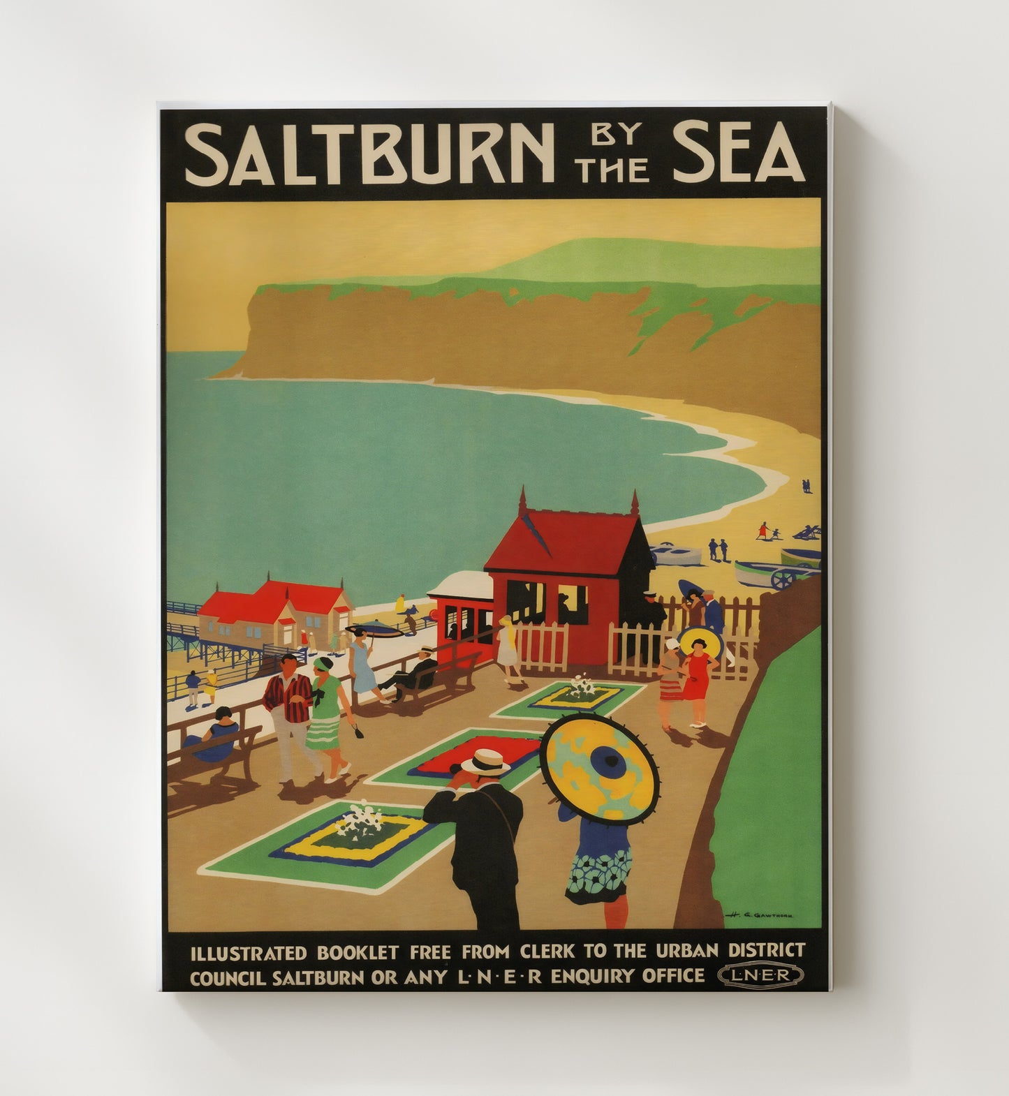 Saltburn By the Sea Vintage Travel Print 20x24 Canvas travel wall art print