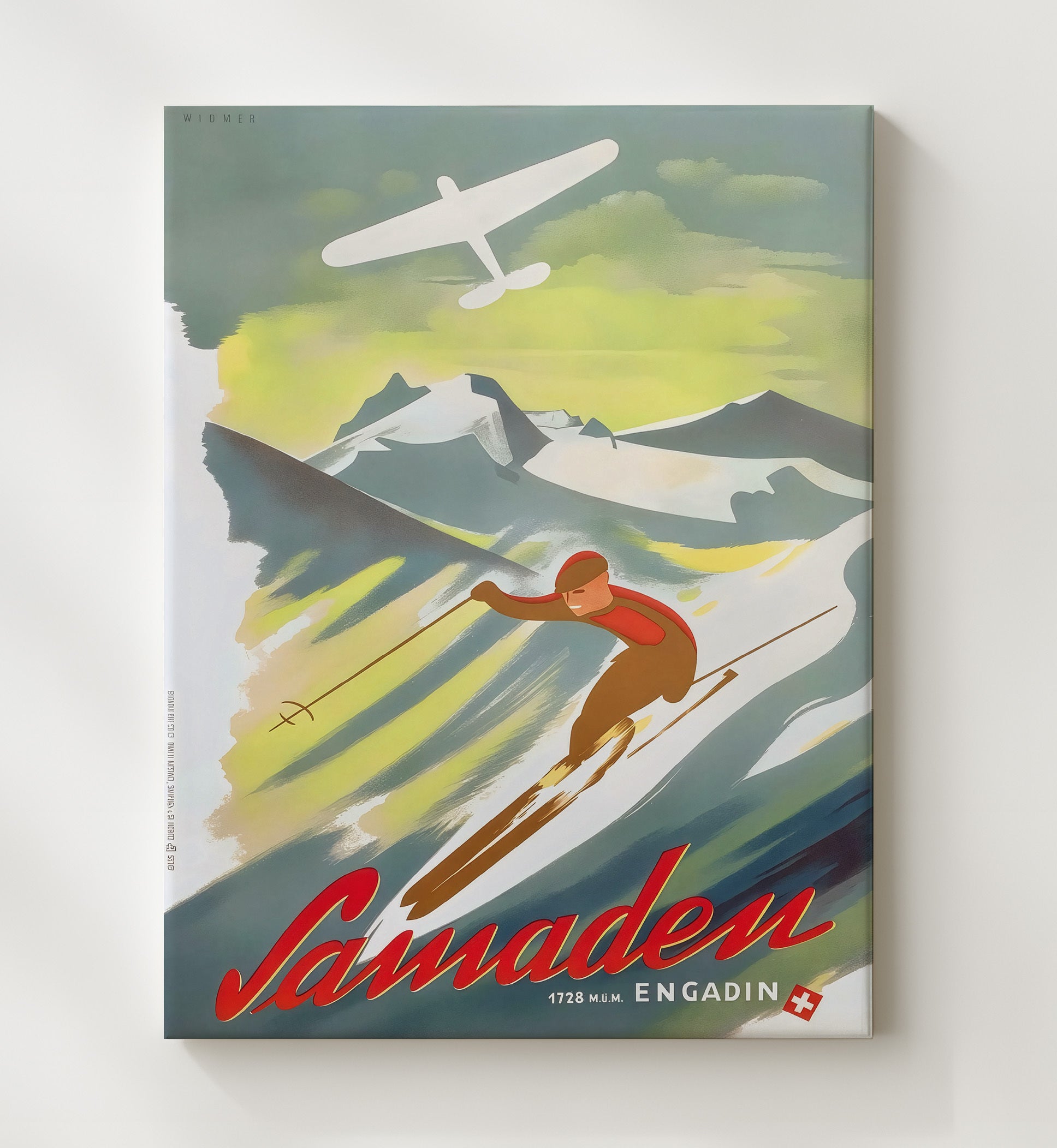 Samaden Engadin Vintage Travel Print 20x24 Canvas travel wall art print