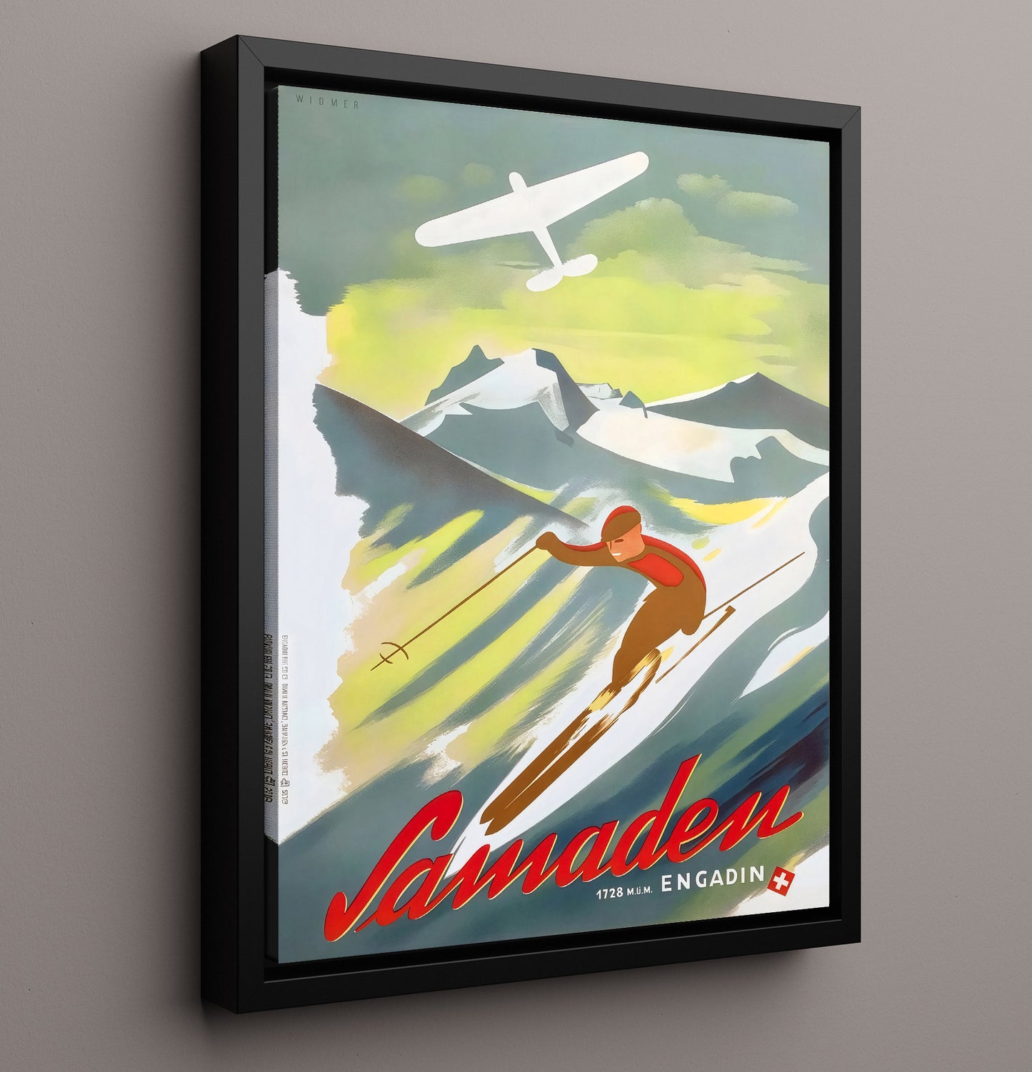 Samaden Engadin Vintage Travel Print 16x20 Framed Canvas travel wall art print