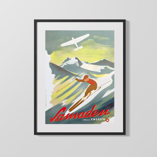 Classic Travel Poster - Samaden Engadin