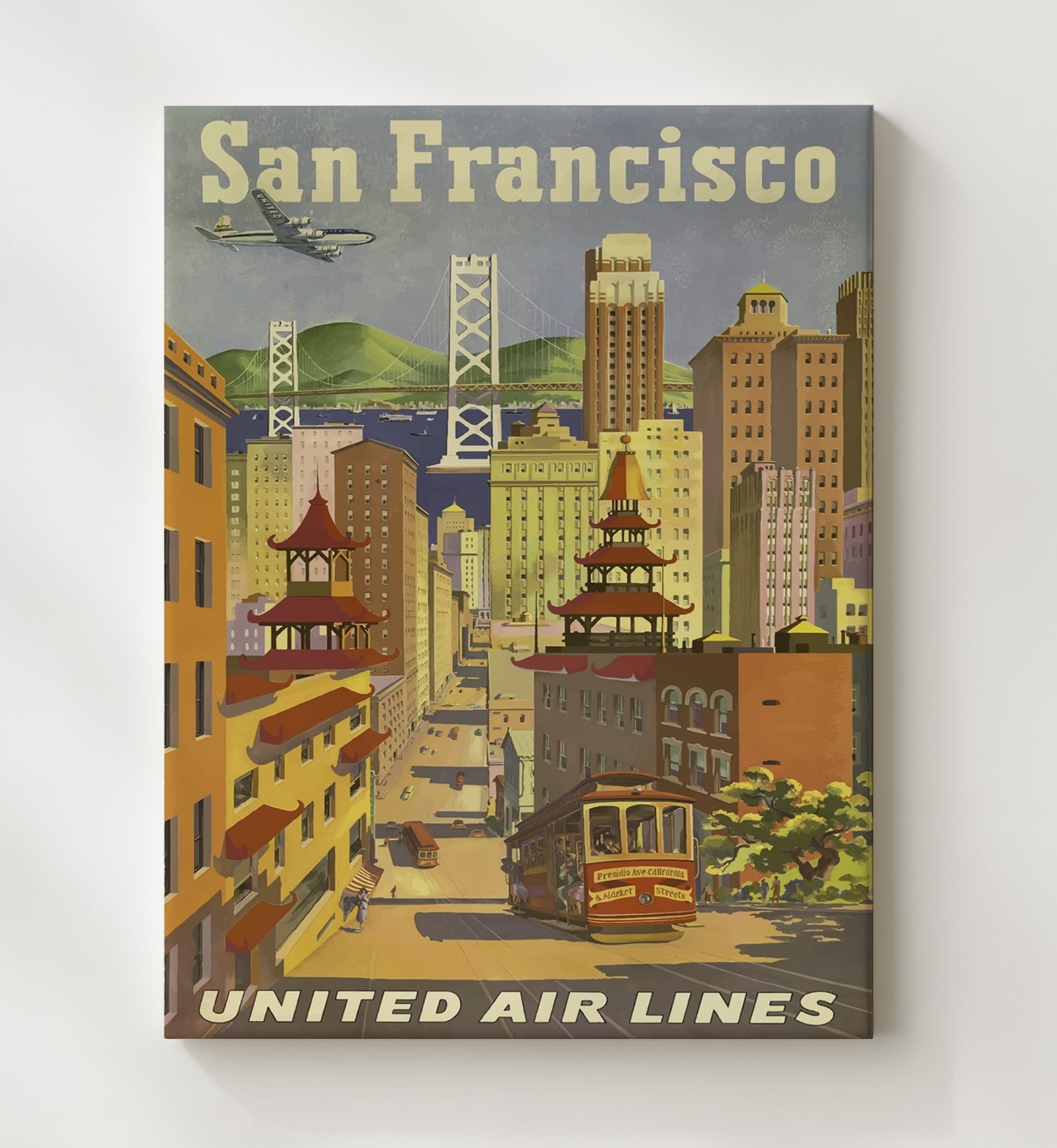 San Francisco Vintage Travel Print 20x24 Canvas travel wall art print