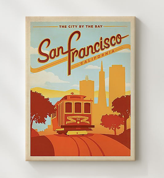 San Francisco California Cable Car - Travel - 20x24 Canvas