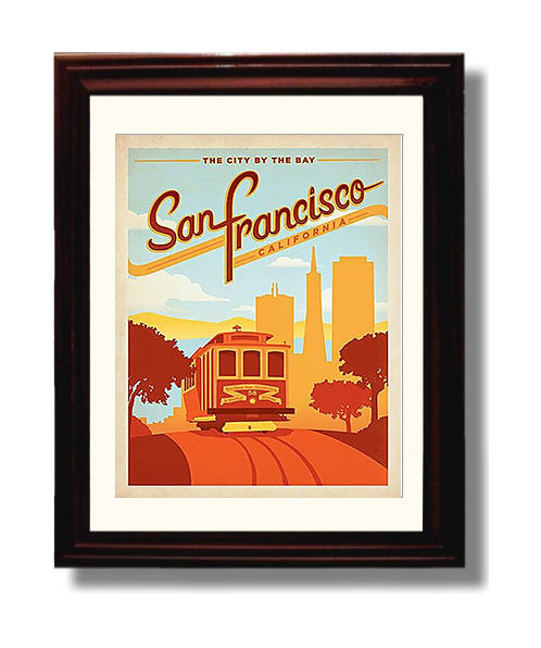 San Francisco California Cable Car travel poster wall art 8x10 Canvas