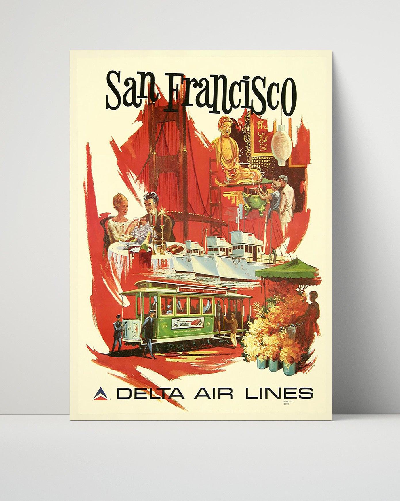 San Francisco Delta Vintage Travel Print 16x20 Unframed Print travel wall art print