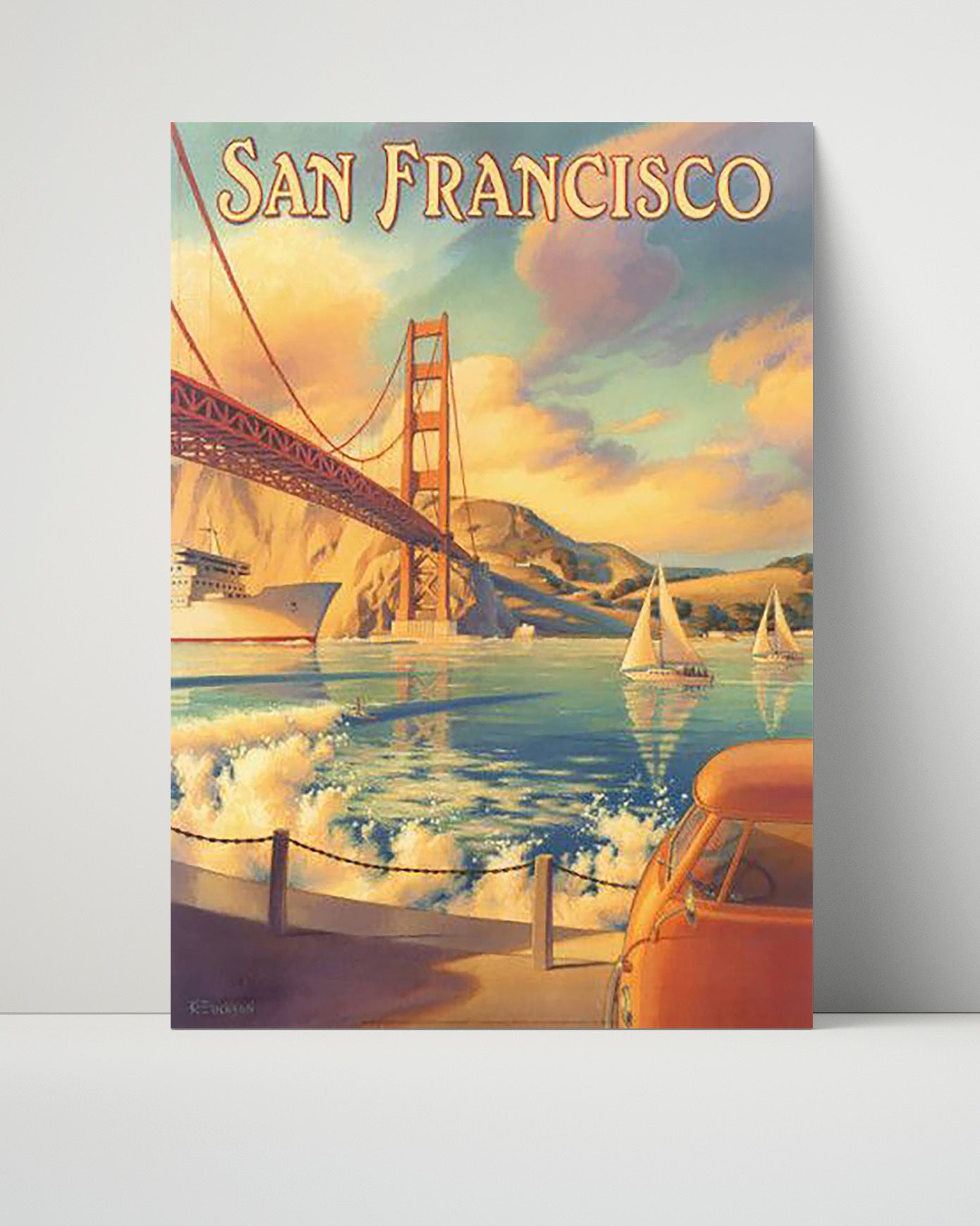 San Francisco Golden Gate Vintage Travel Print 16x20 Unframed Print travel wall art print