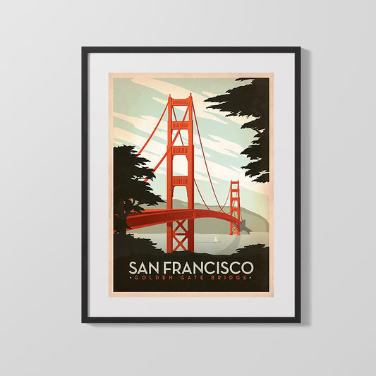 Classic Travel Poster - San Francisco - Golden Gate Bridge